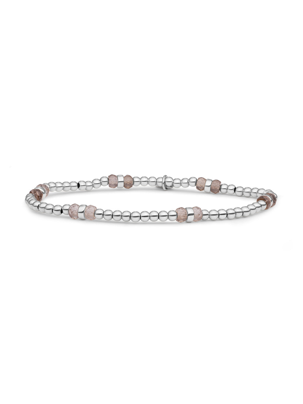 Double Reverse Roundel Armband Smoky Quartz - Rhodium Plated