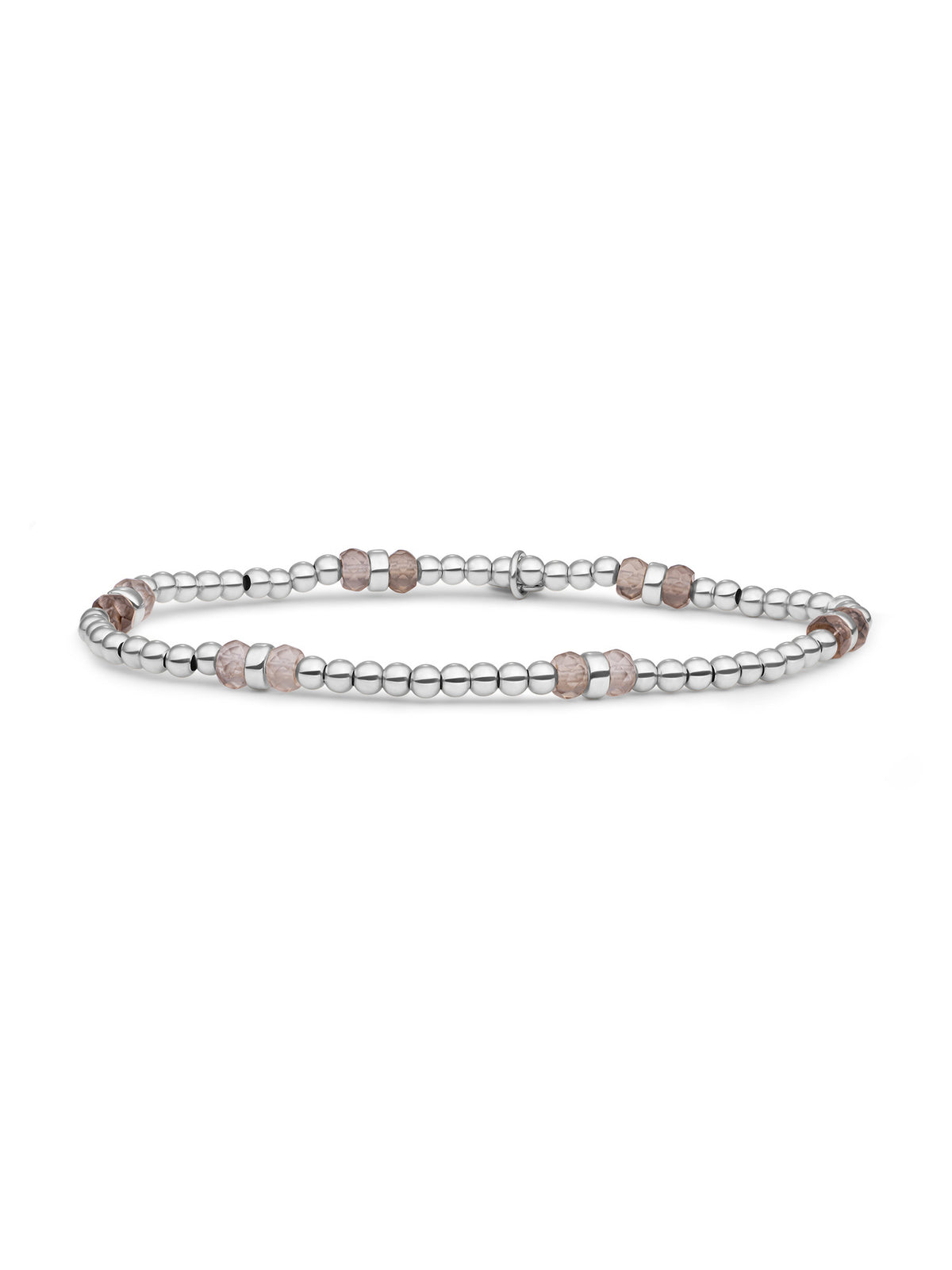 Double Reverse Roundel Armband Smoky Quartz - Rhodium Plated