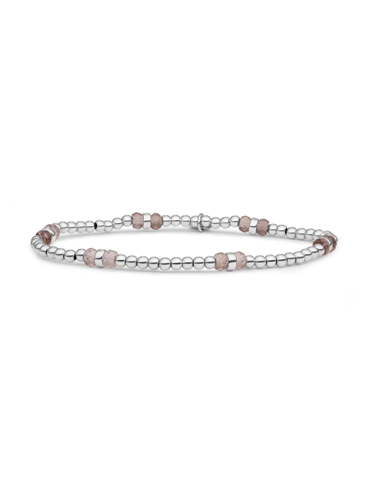 Double Reverse Roundel Armband Smoky Quartz - Rhodium Plated