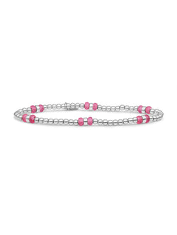 Double Reverse Roundel Armband Candy Jade - Rhodium Plated