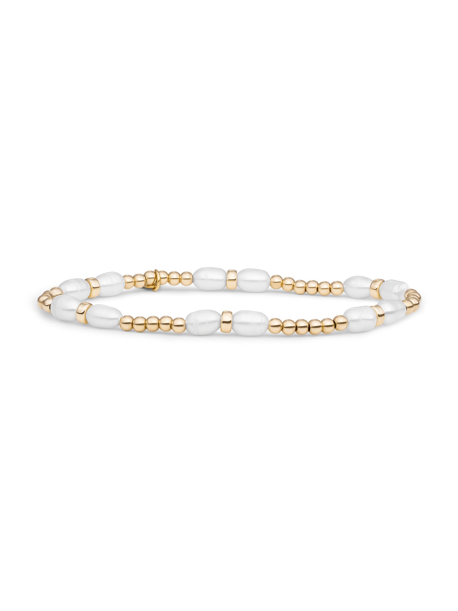 Double Reverse Roundel Armband Pearl - Gold Plated