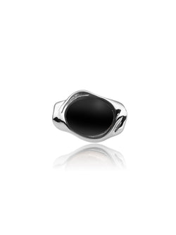 Flow Pendant Onyx - Rhodium Plated