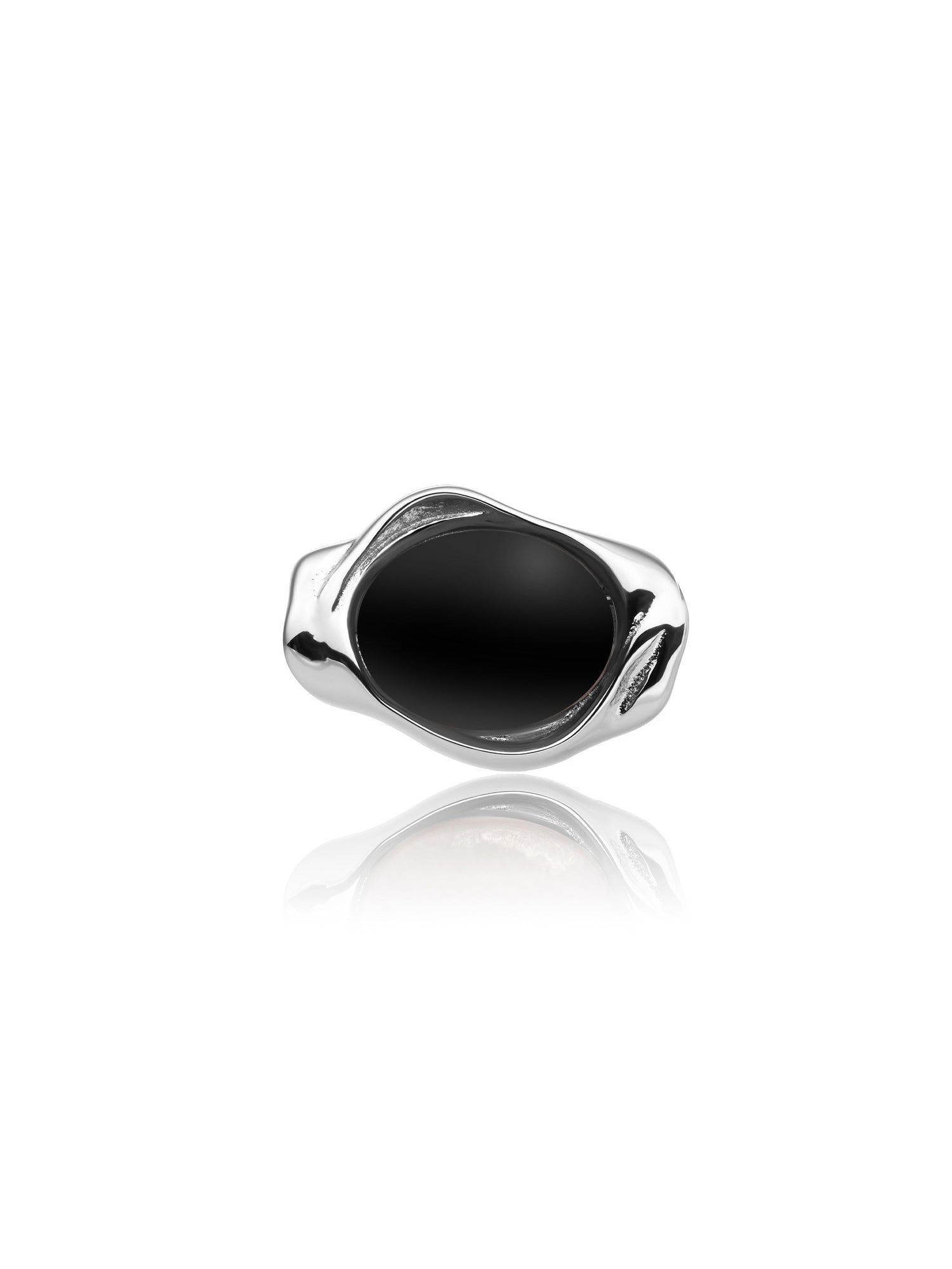 Flow Pendant Onyx - Rhodium Plated
