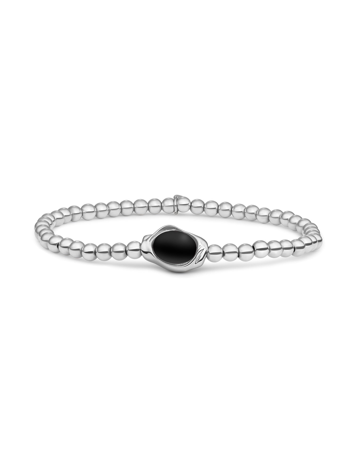Flow Armband Onyx - Rhodium Plated