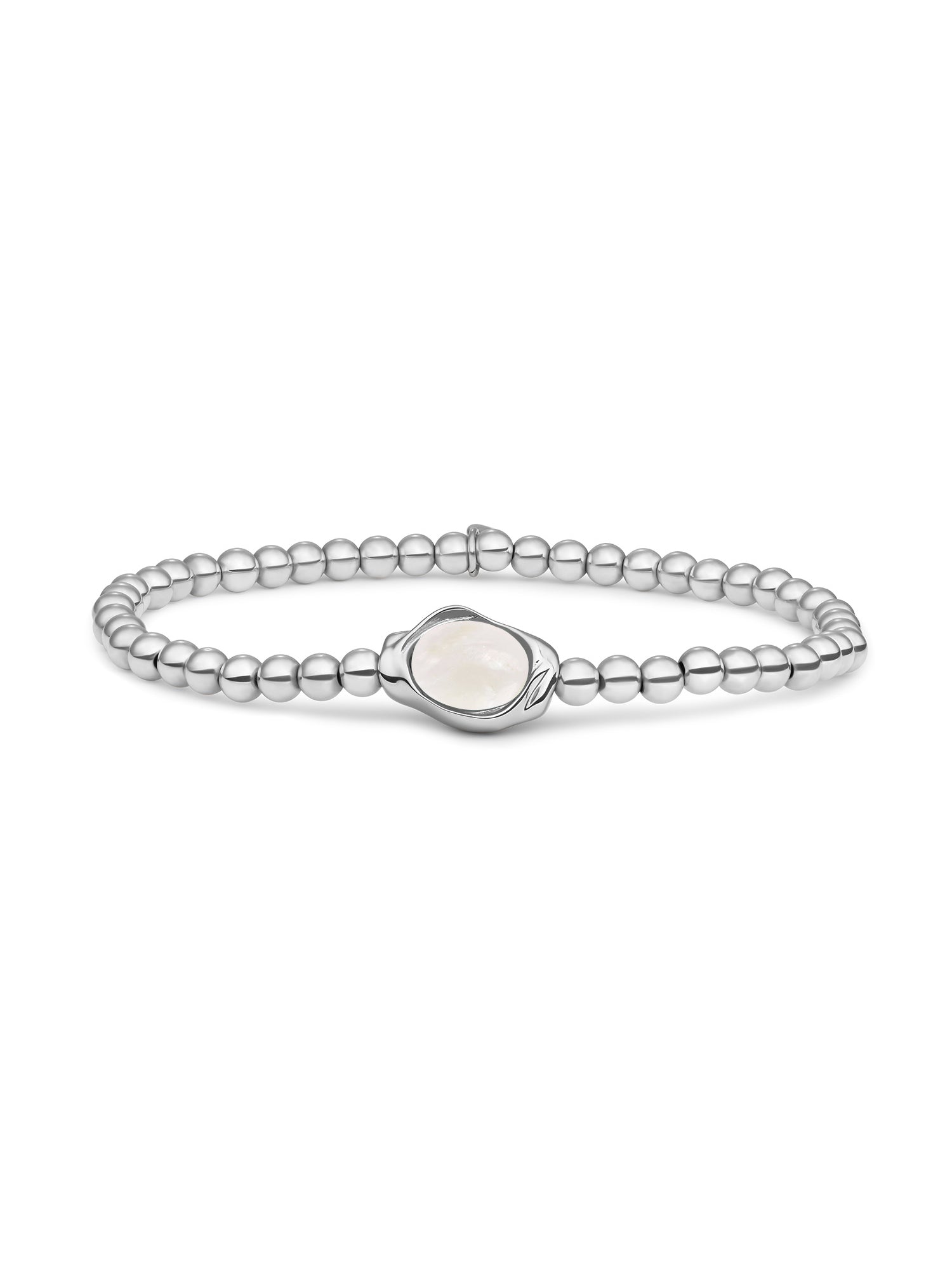 Flow Armband Mother of Pearl - Rhodium Plated