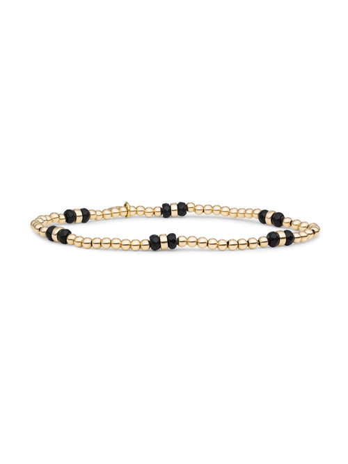 Double Reverse Roundel Armband Onyx - Gold Plated