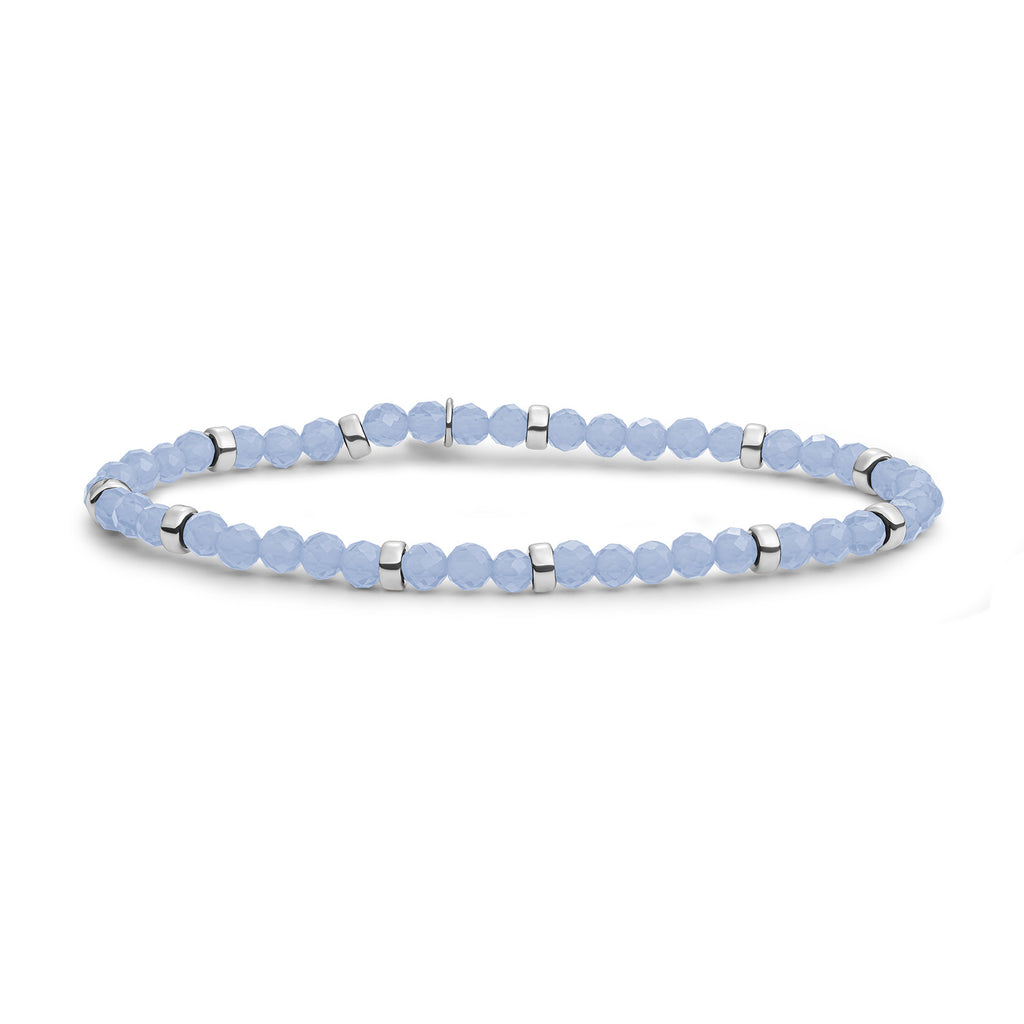 Roundel Interstellar Armband Milky Blue Jade - Rhodium Plated
