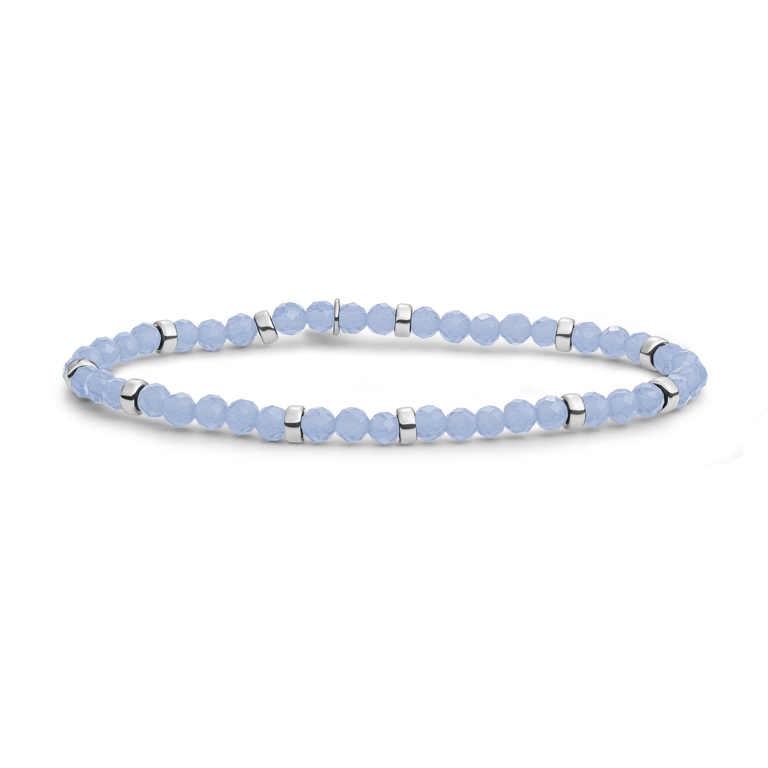 Roundel Interstellar Armband Milky Blue Jade - Rhodium Plated