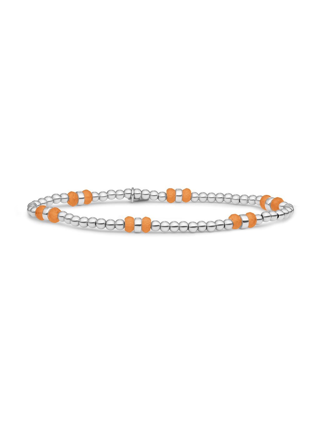 Double Reverse Roundel Armband Red Aventurine - Rhodium Plated