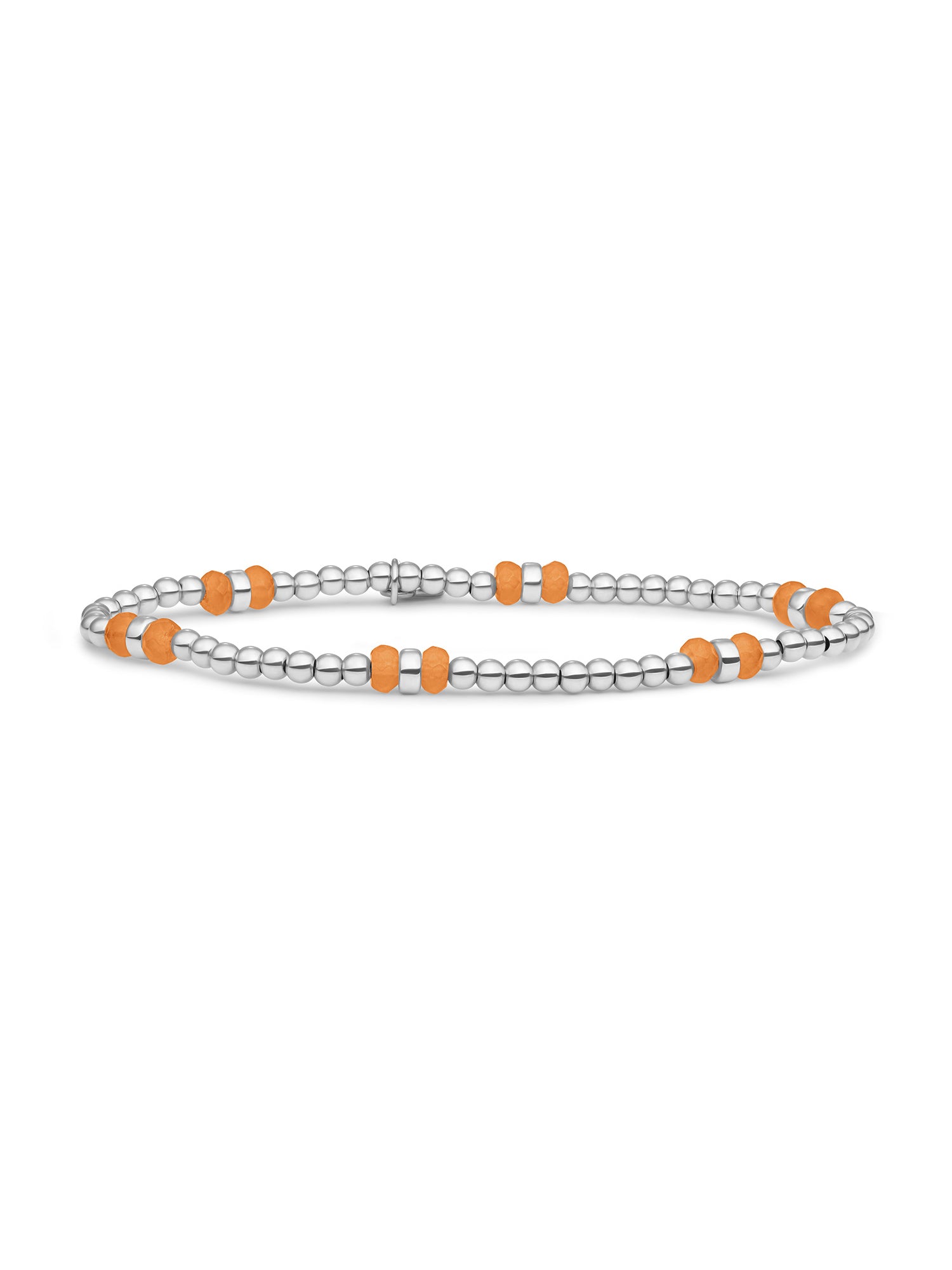 Double Reverse Roundel Armband Red Aventurine - Rhodium Plated