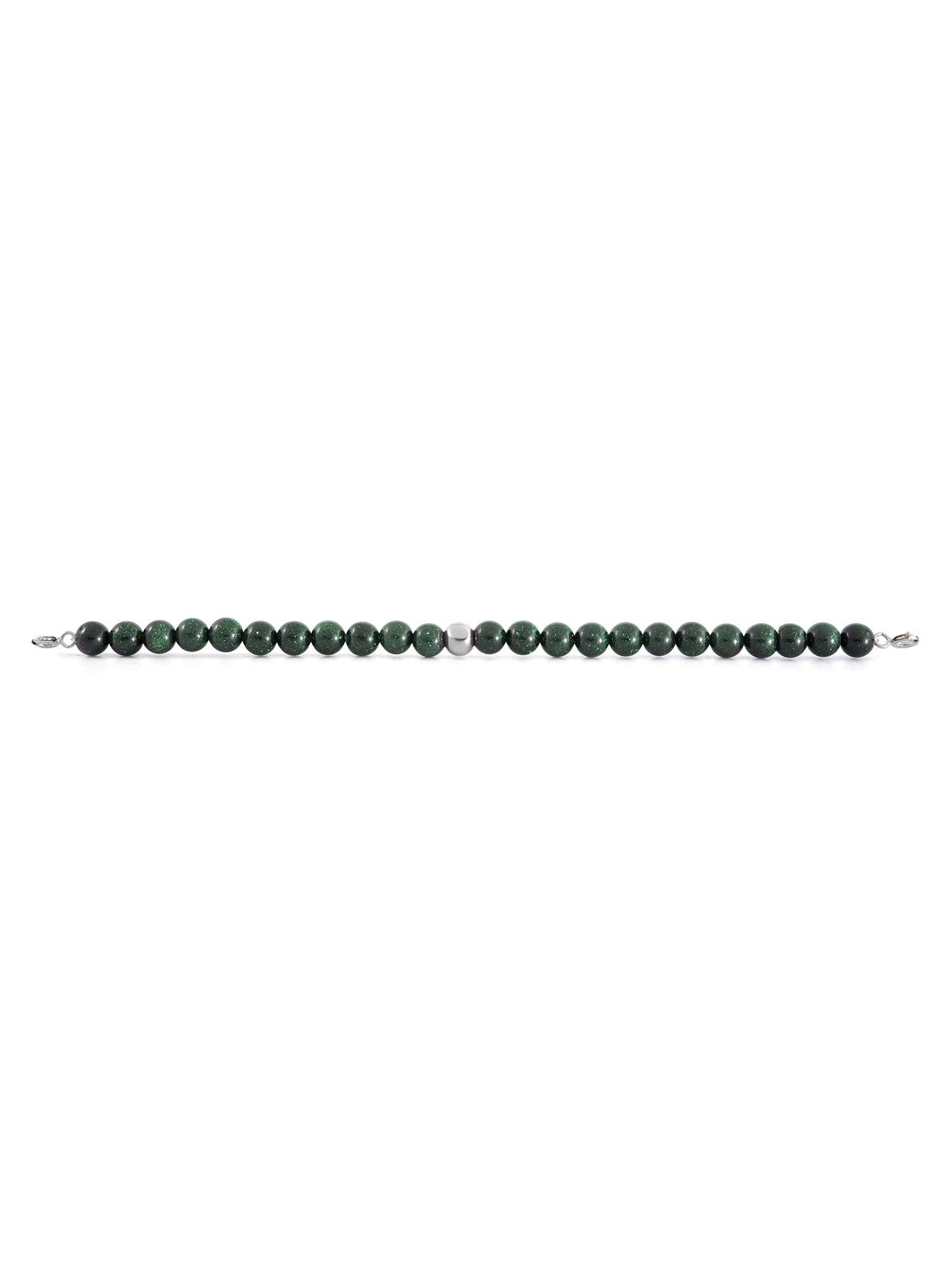 Silver Clasp - Bracelet 6mm Goldstone Green - Silver Clasp - Bracelet 6mm Goldstone Green