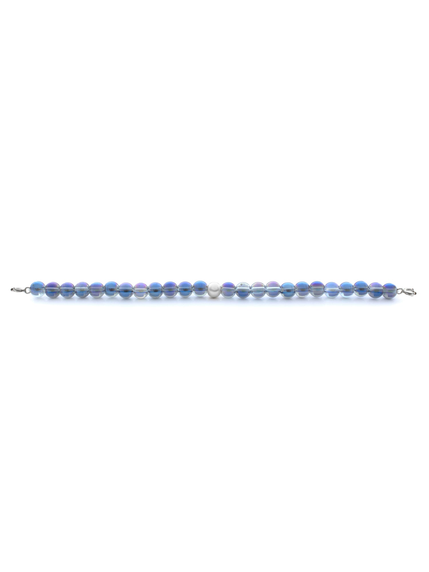 Silver Clasp - Bracelet 6mm Aqua Aura Blue - Silver Clasp - Bracelet 6mm Aqua Aura Blue