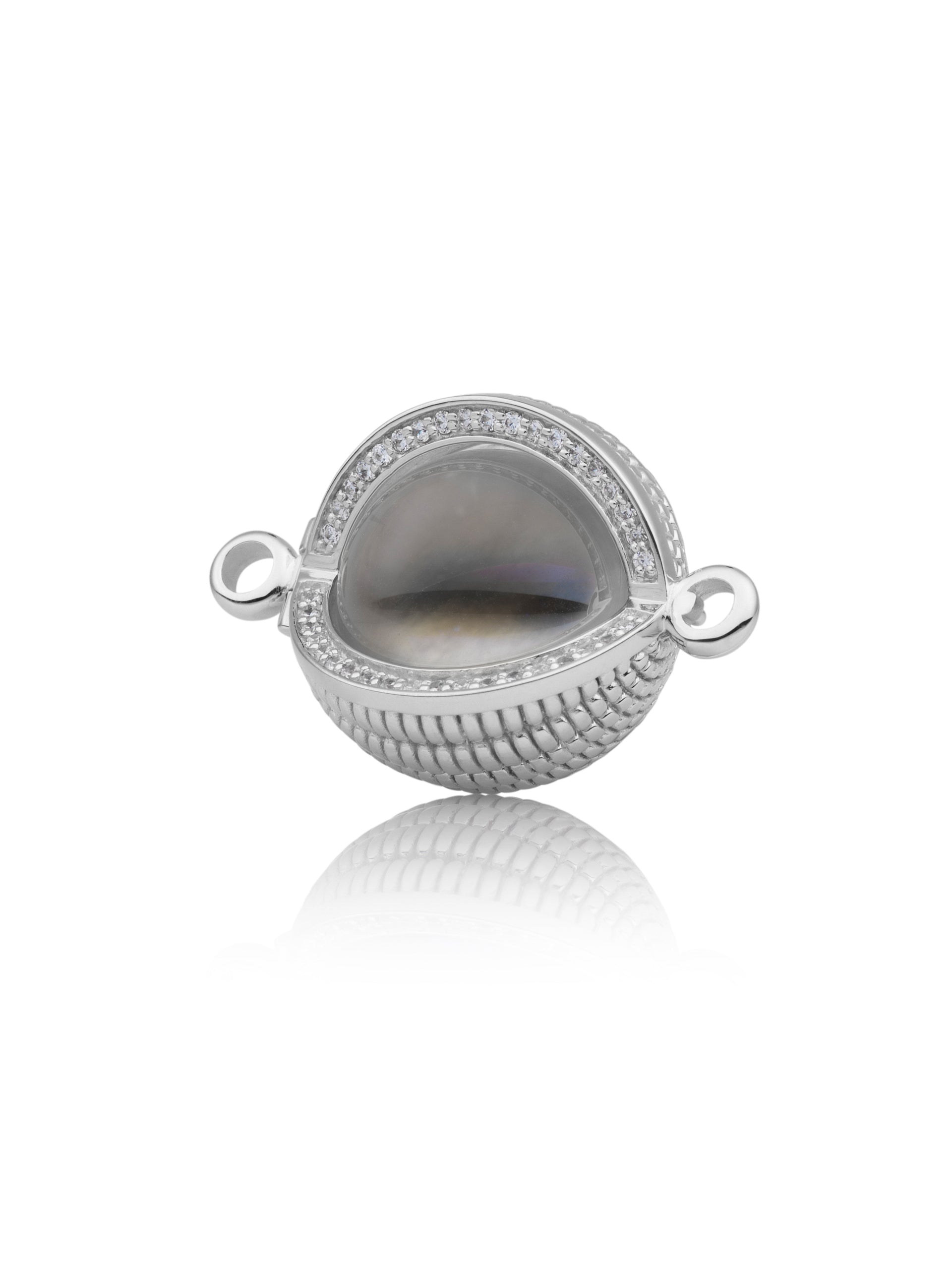 Bracelet Pendant - Starburst Crystal Silver - CZ Polished 14mm - Bracelet Pendant - Starburst Crystal Silver - CZ