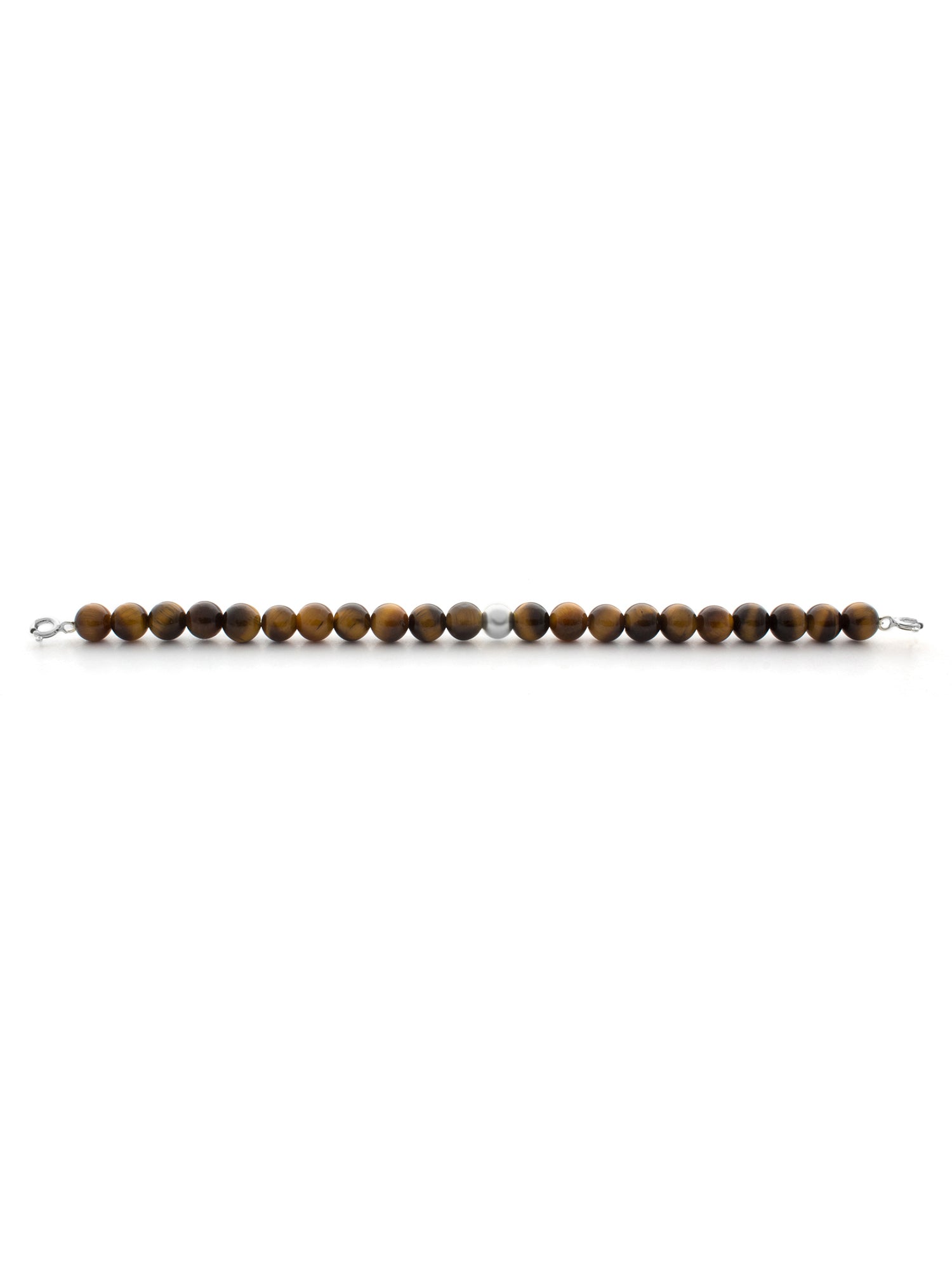 Silver Clasp - Bracelet 6mm Tiger Eye - Silver Clasp - Bracelet 6mm Tiger Eye