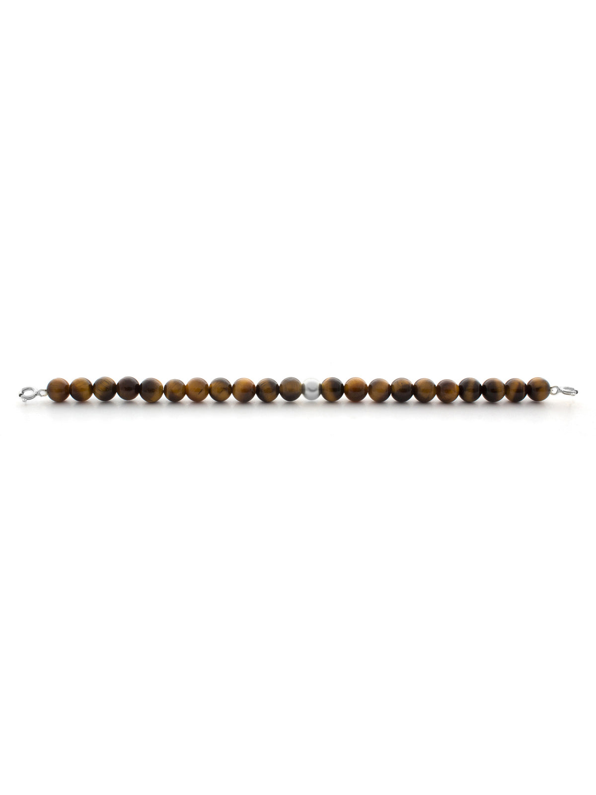 Silver Clasp - Bracelet 6mm Tiger Eye - Silver Clasp - Bracelet 6mm Tiger Eye
