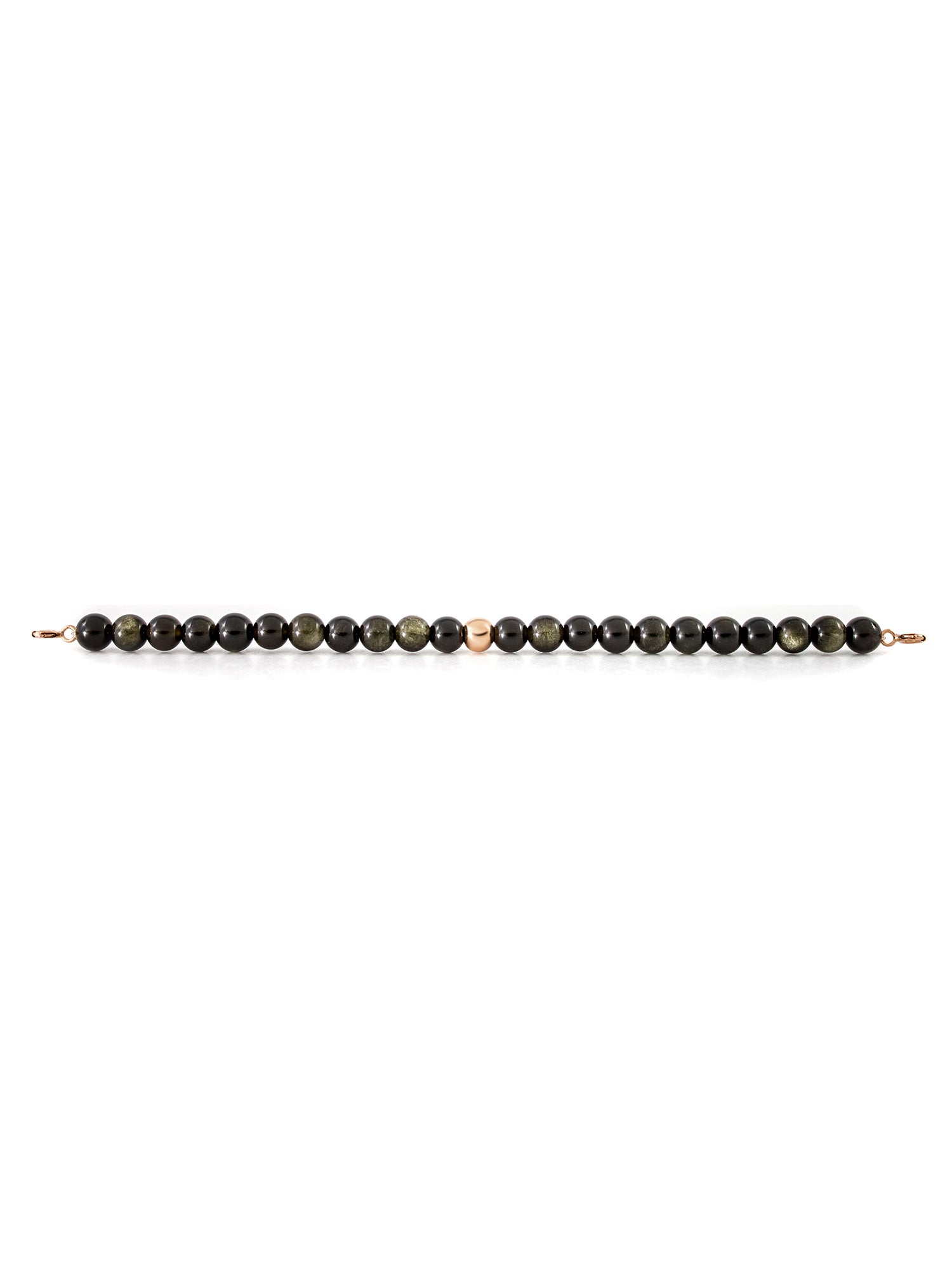 Rose Gold Clasp - Bracelet 6mm Gold Obsidian - Rose Gold Clasp - Bracelet 6mm Gold Obsidian
