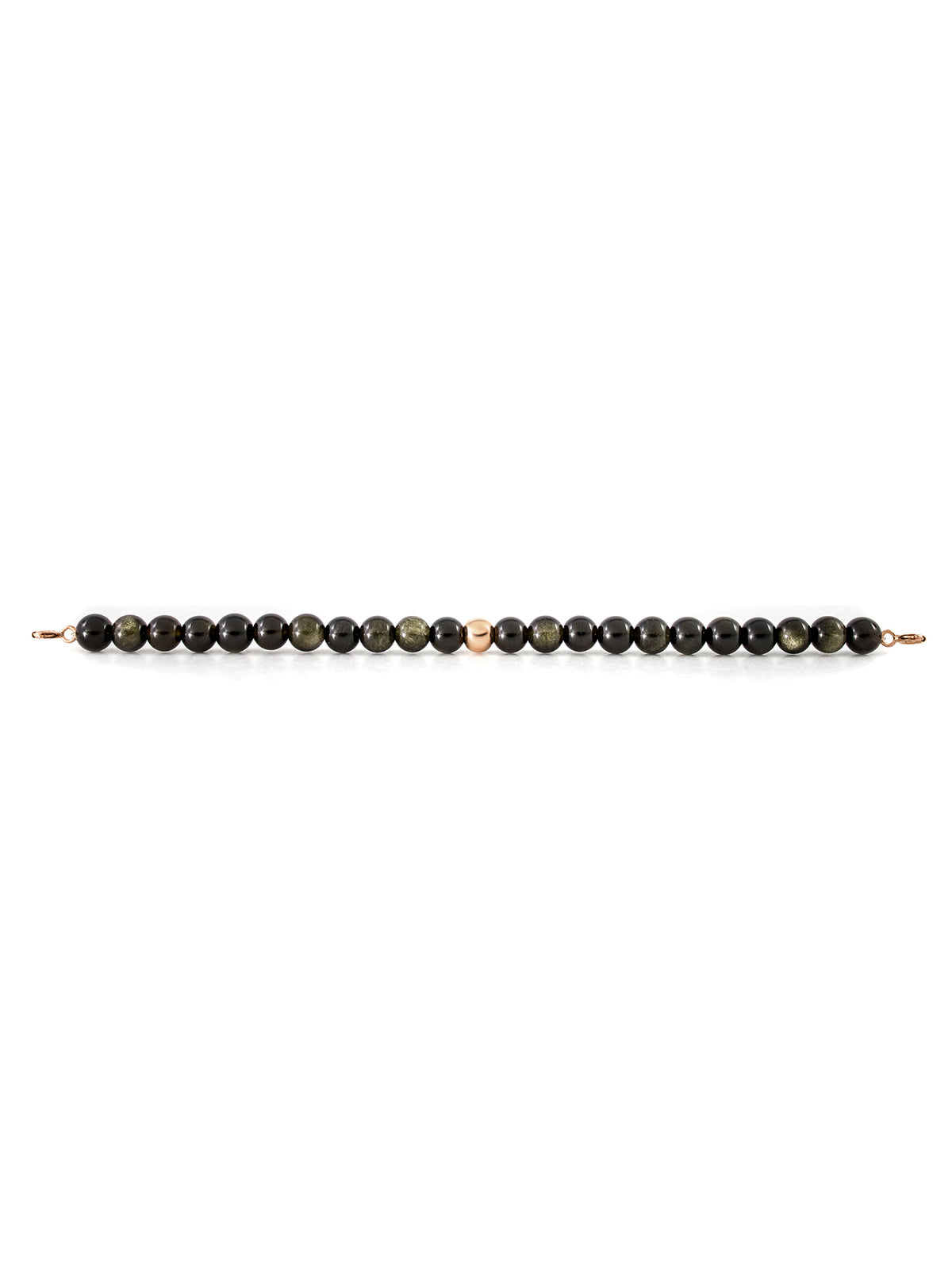 Rose Gold Clasp - Bracelet 6mm Gold Obsidian - Rose Gold Clasp - Bracelet 6mm Gold Obsidian