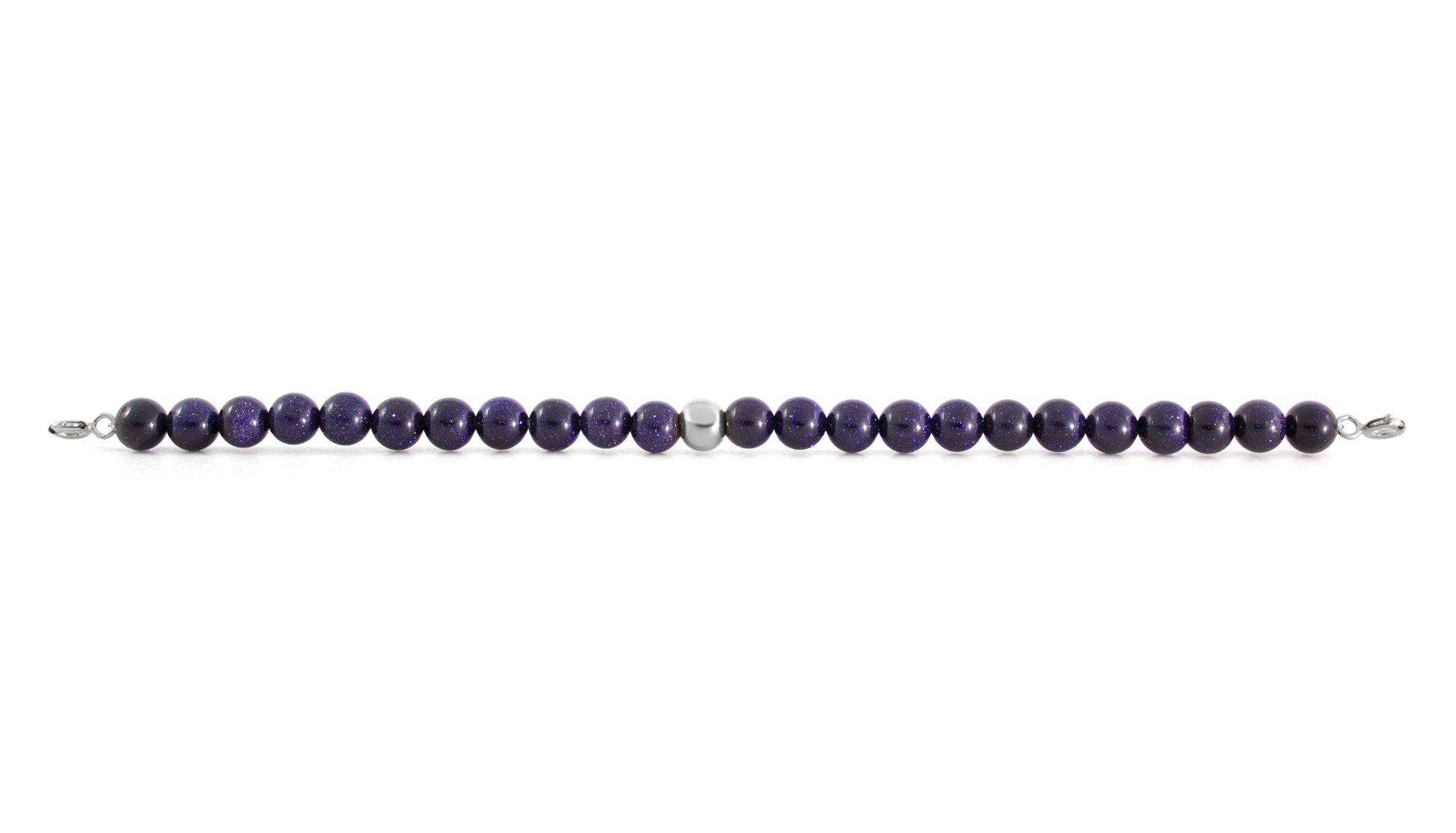Silver Clasp - Bracelet 6mm Goldstone Blue - Silver Clasp - Bracelet 6mm Goldstone Blue