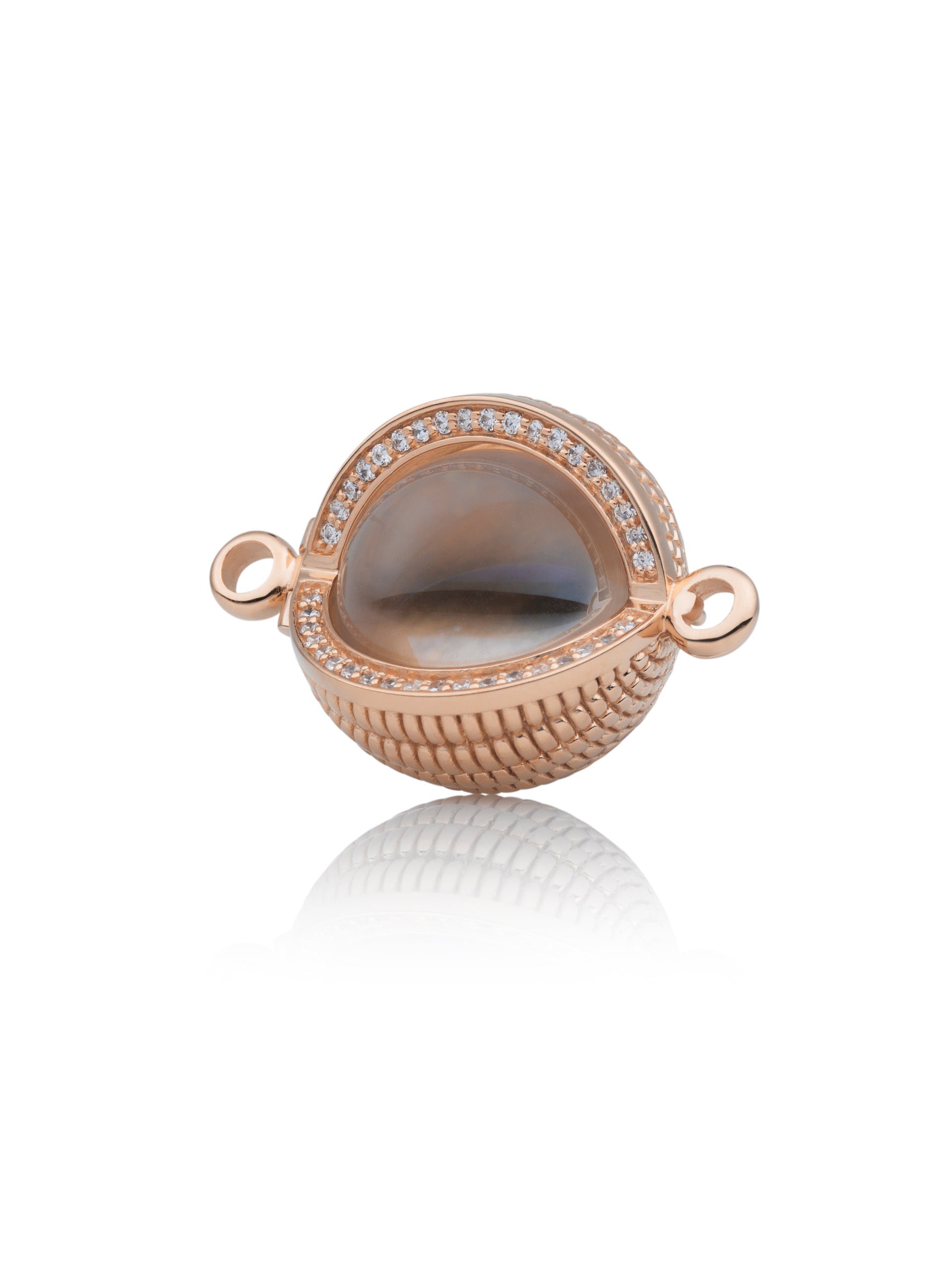 Bracelet Pendant - Starburst Crystal Rose Gold - CZ Polished 14mm - Bracelet Pendant - Starburst Crystal Rose Gold - CZ