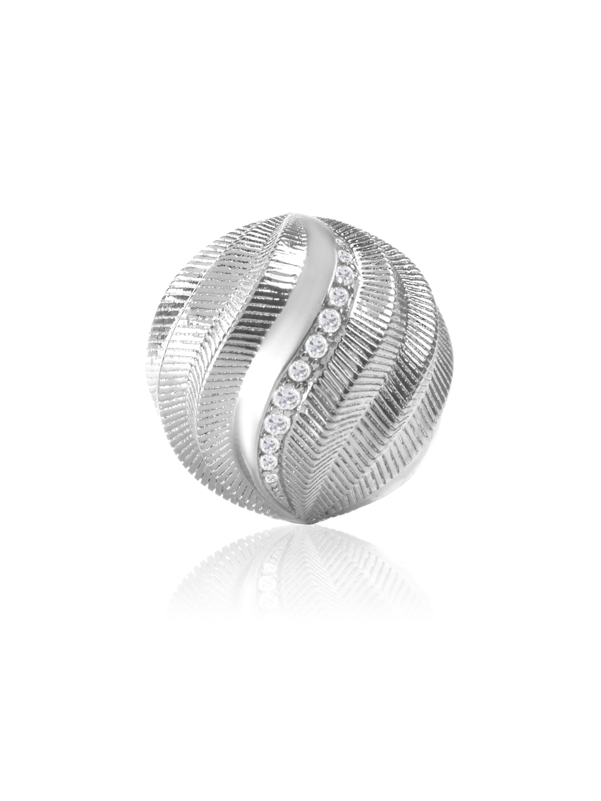 Silver - Twisted CNC cut - Clear CZ - Silver - Twisted CNC cut - Clear CZ