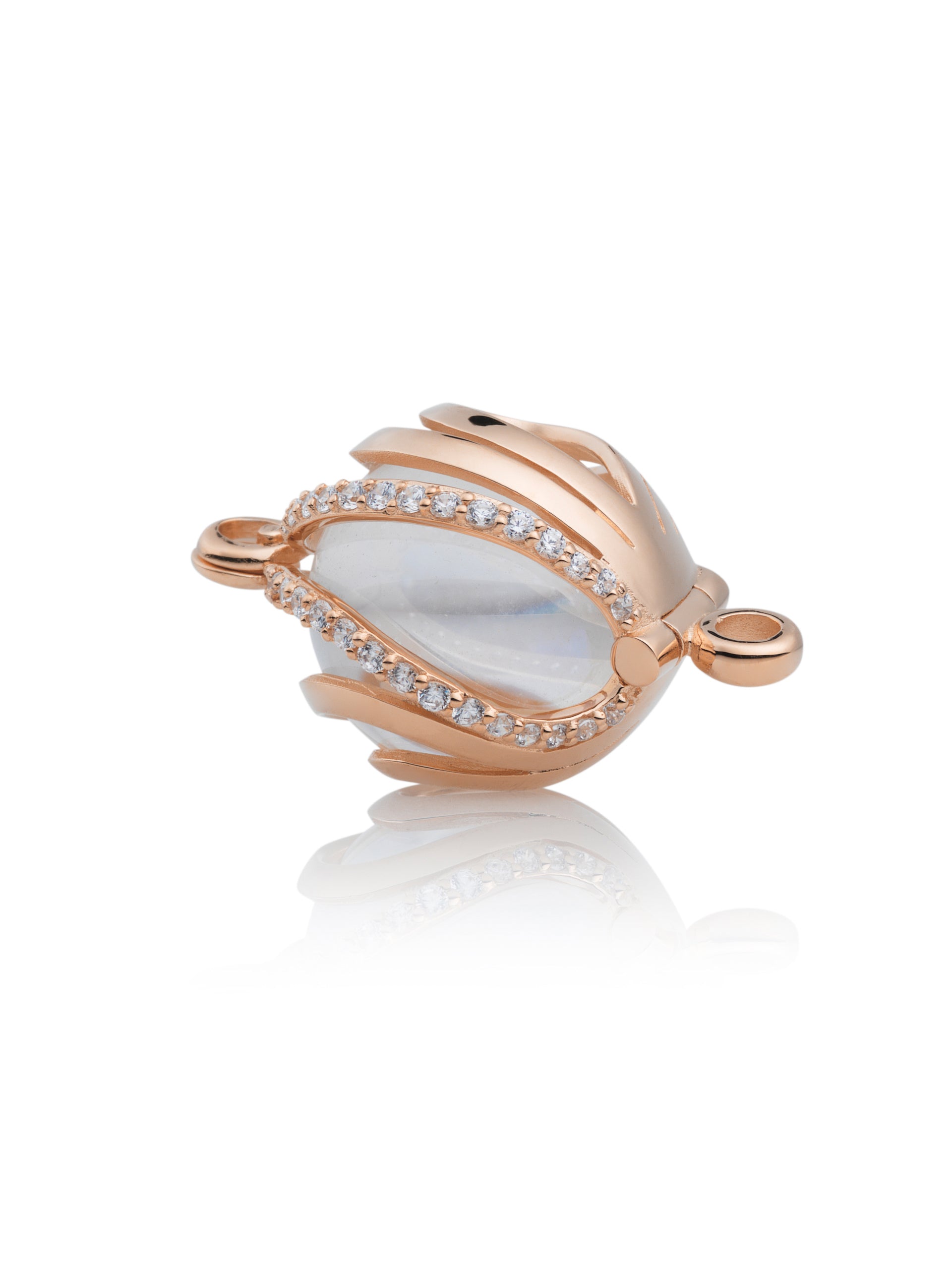 Bracelet Pendant - Aurora Crystal Rose Gold - CZ Polished 14mm - Bracelet Pendant - Aurora Crystal Rose Gold - CZ