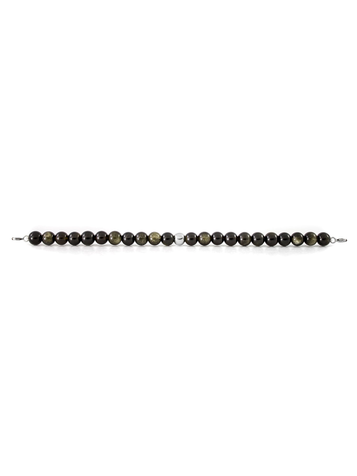 Silver Clasp - Bracelet 6mm Gold Obsidian - Silver Clasp - Bracelet 6mm Gold Obsidian