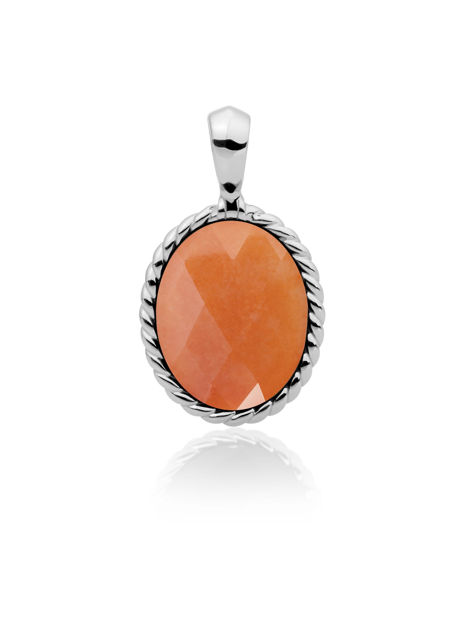 Twist Pendant Red Aventurine - Rhodium Plated