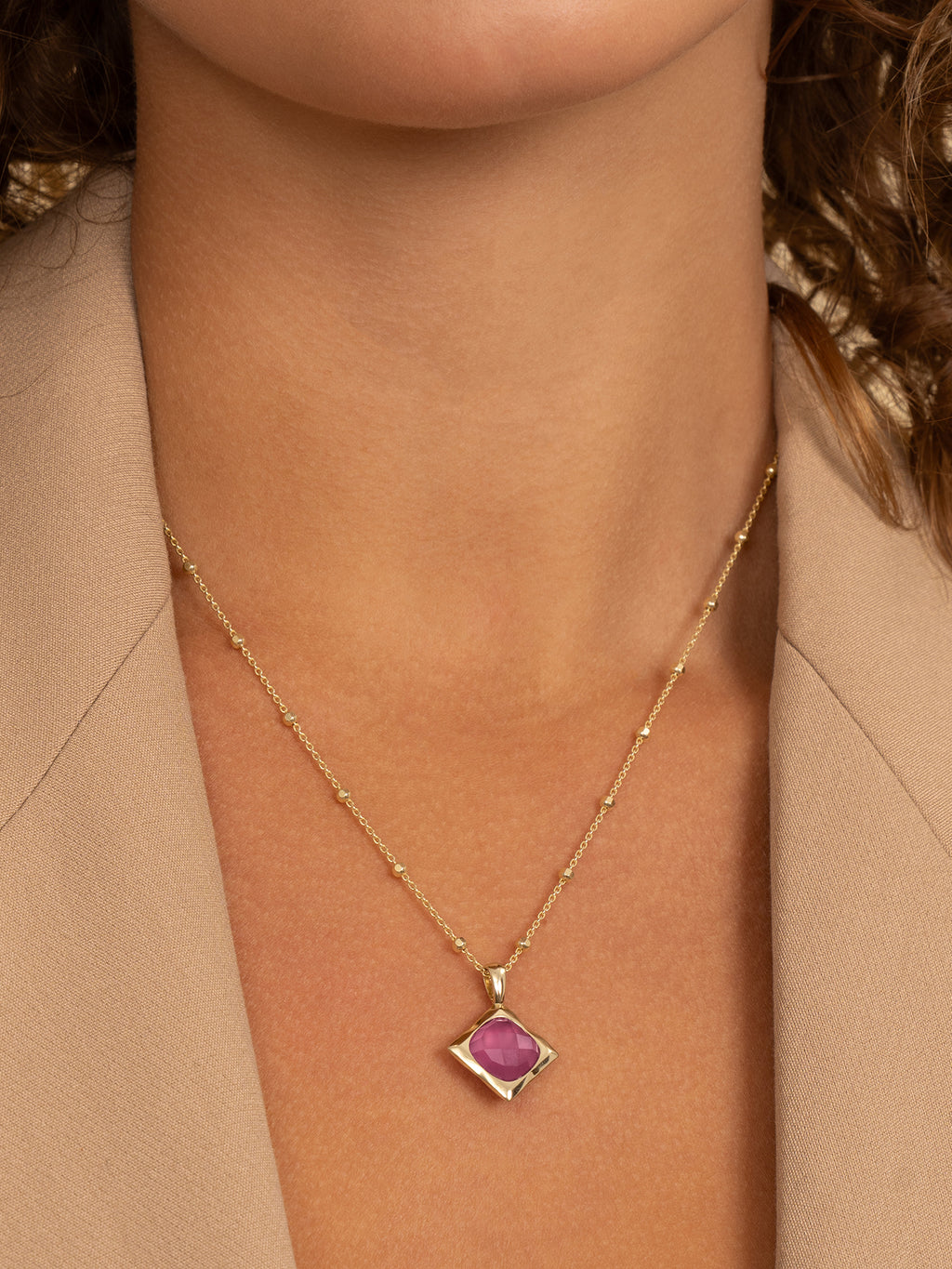 Cushion Cut Pendant Candy Jade