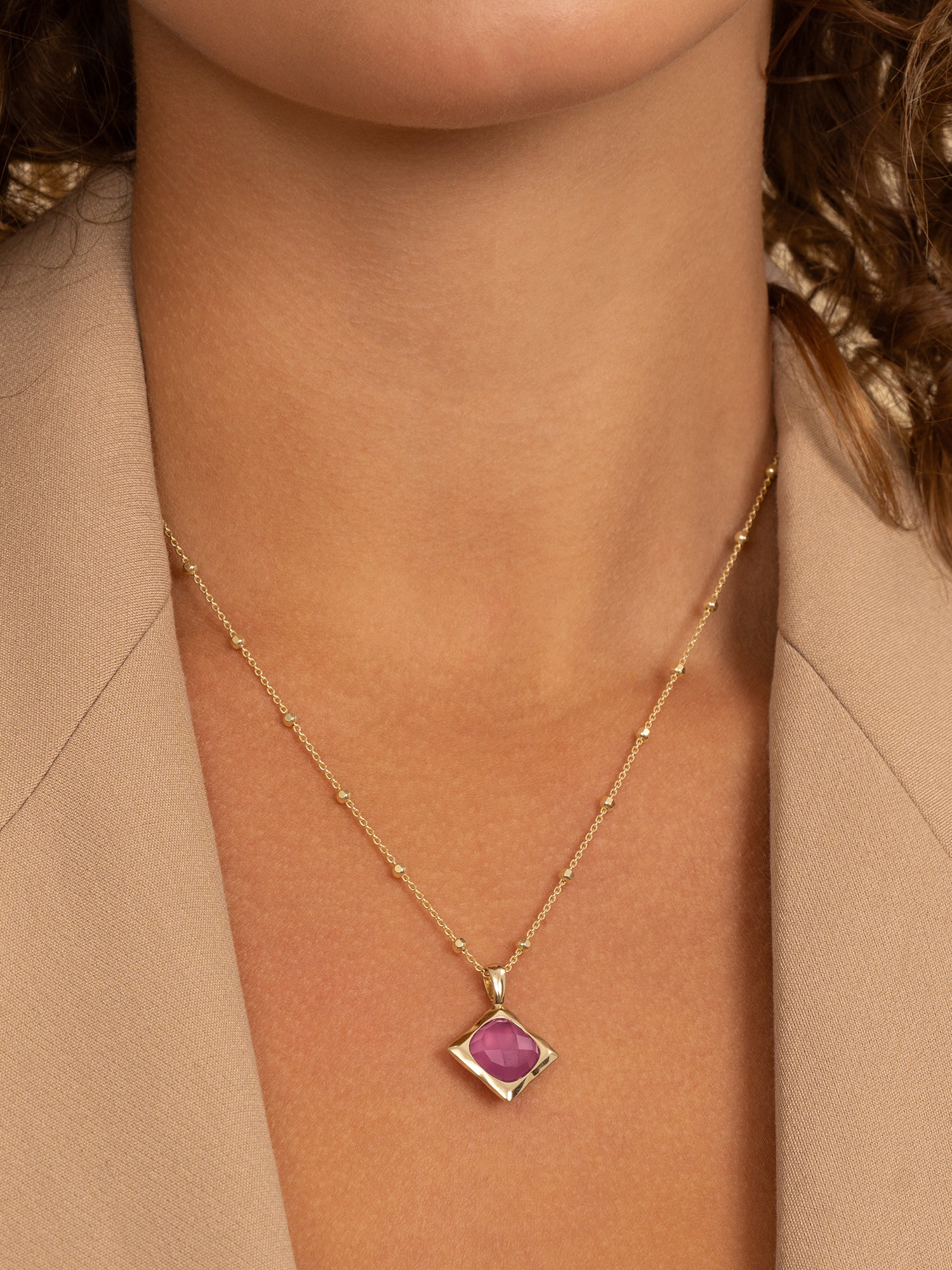 Cushion Cut Pendant Candy Jade