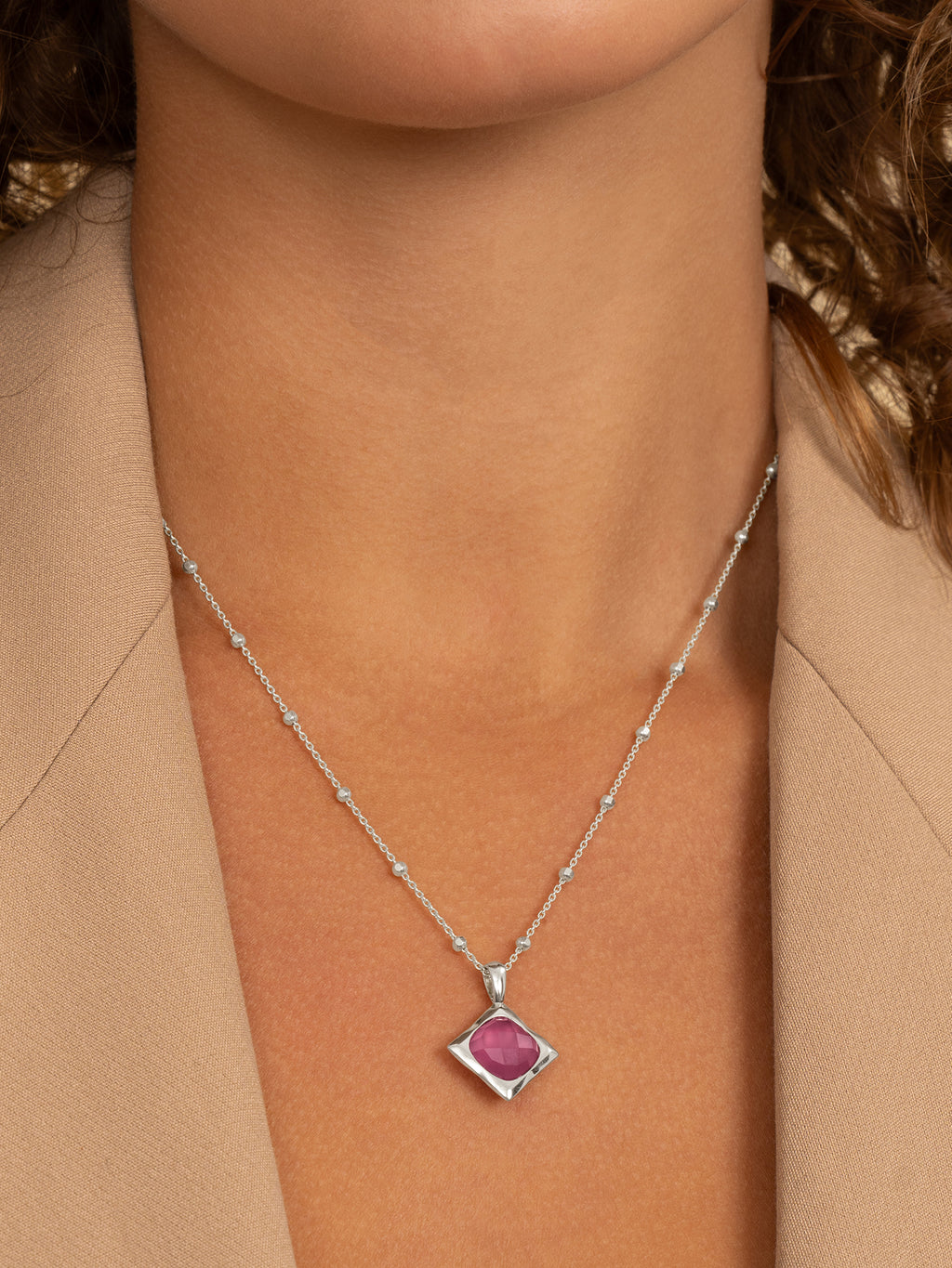 Cushion Cut Pendant Candy Jade