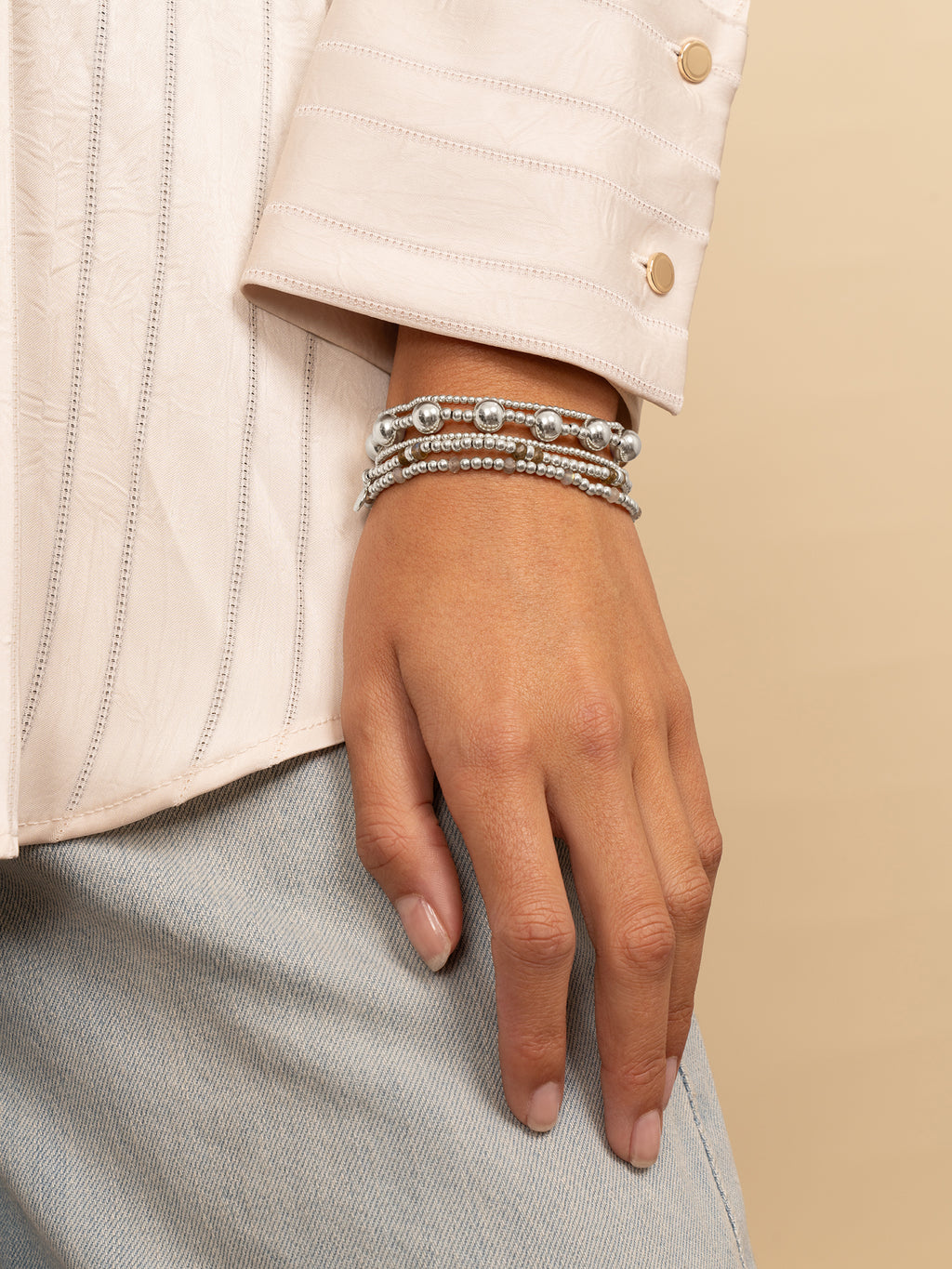 Double Reverse Roundel Armband Labradorite