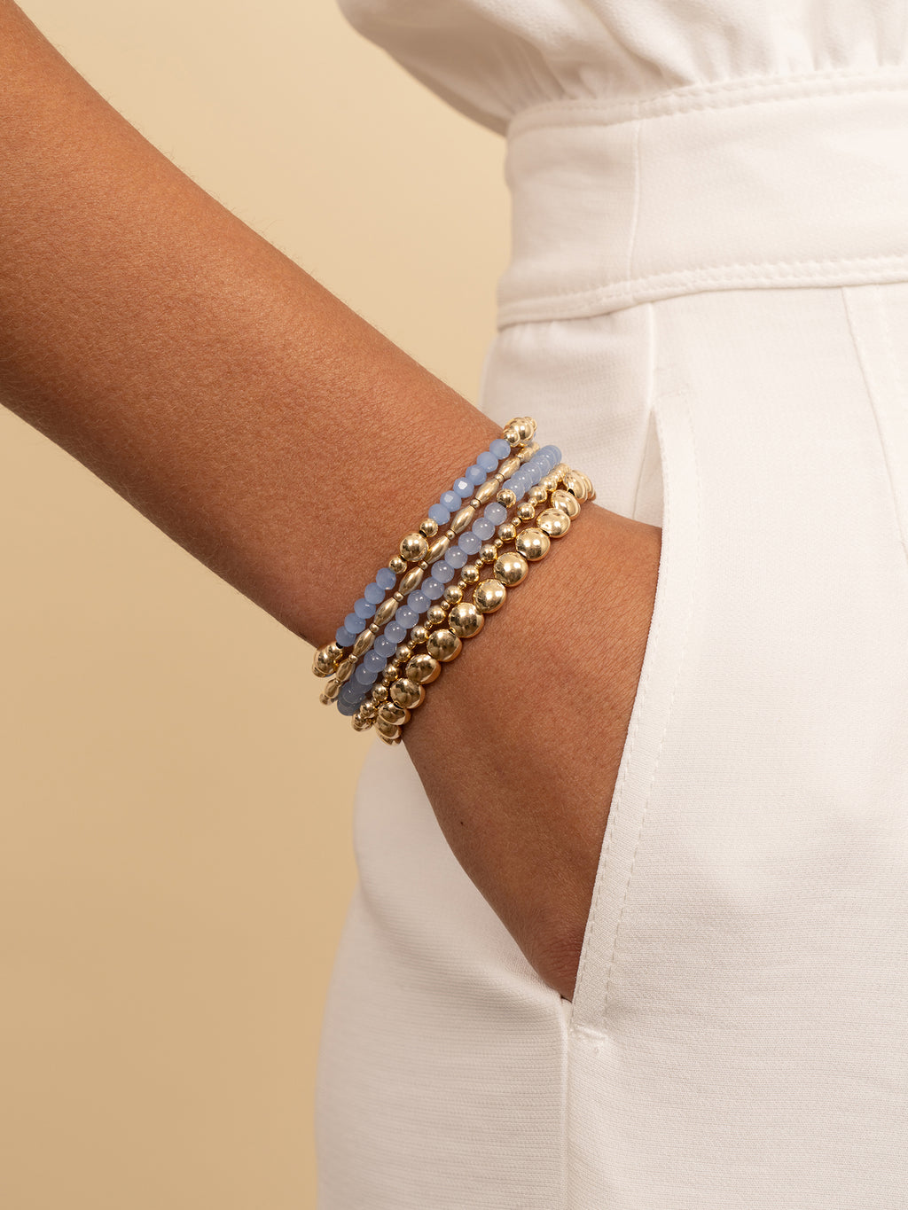 Saturn Armband Small Milky Blue Jade