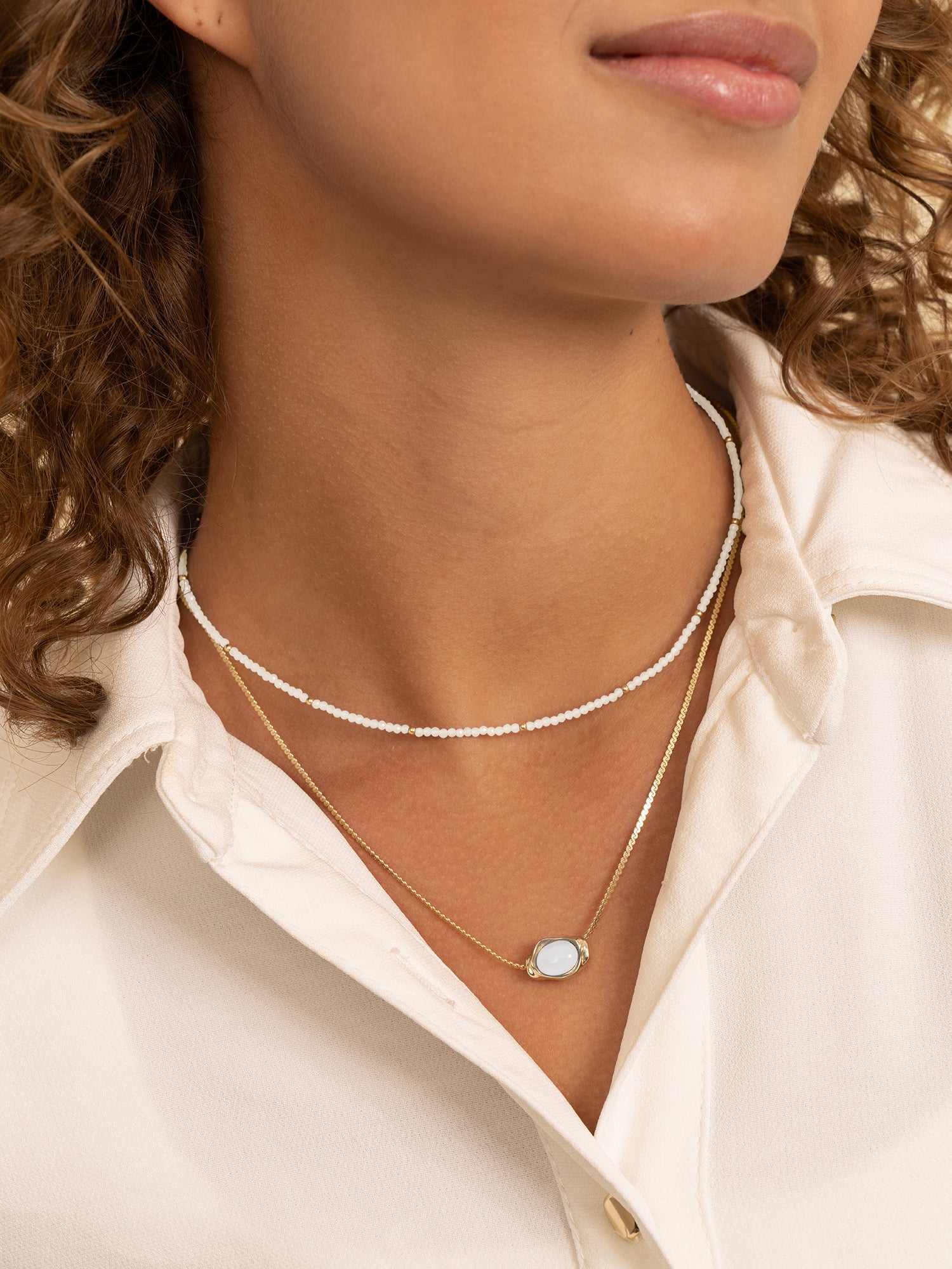 Kralen Ketting 2mm Moonstone 42cm +2cm