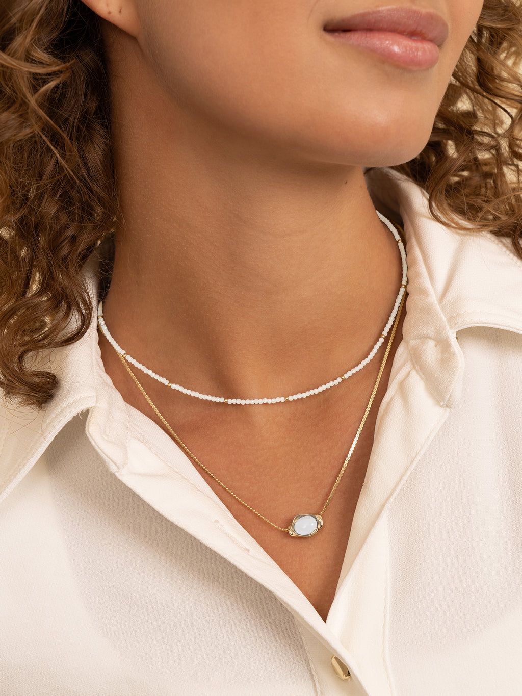 Kralen Ketting 2mm Moonstone 42cm +2cm