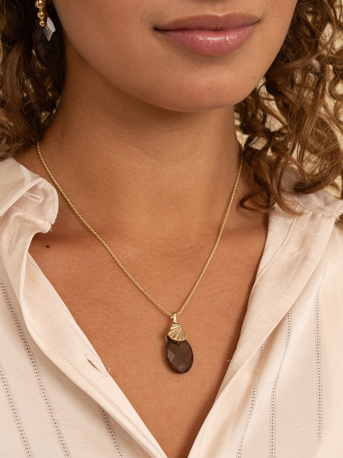 Pendant Edelsteen Medium Oval Smoky Quartz - Pendant Edelsteen Medium Oval Smoky Quartz