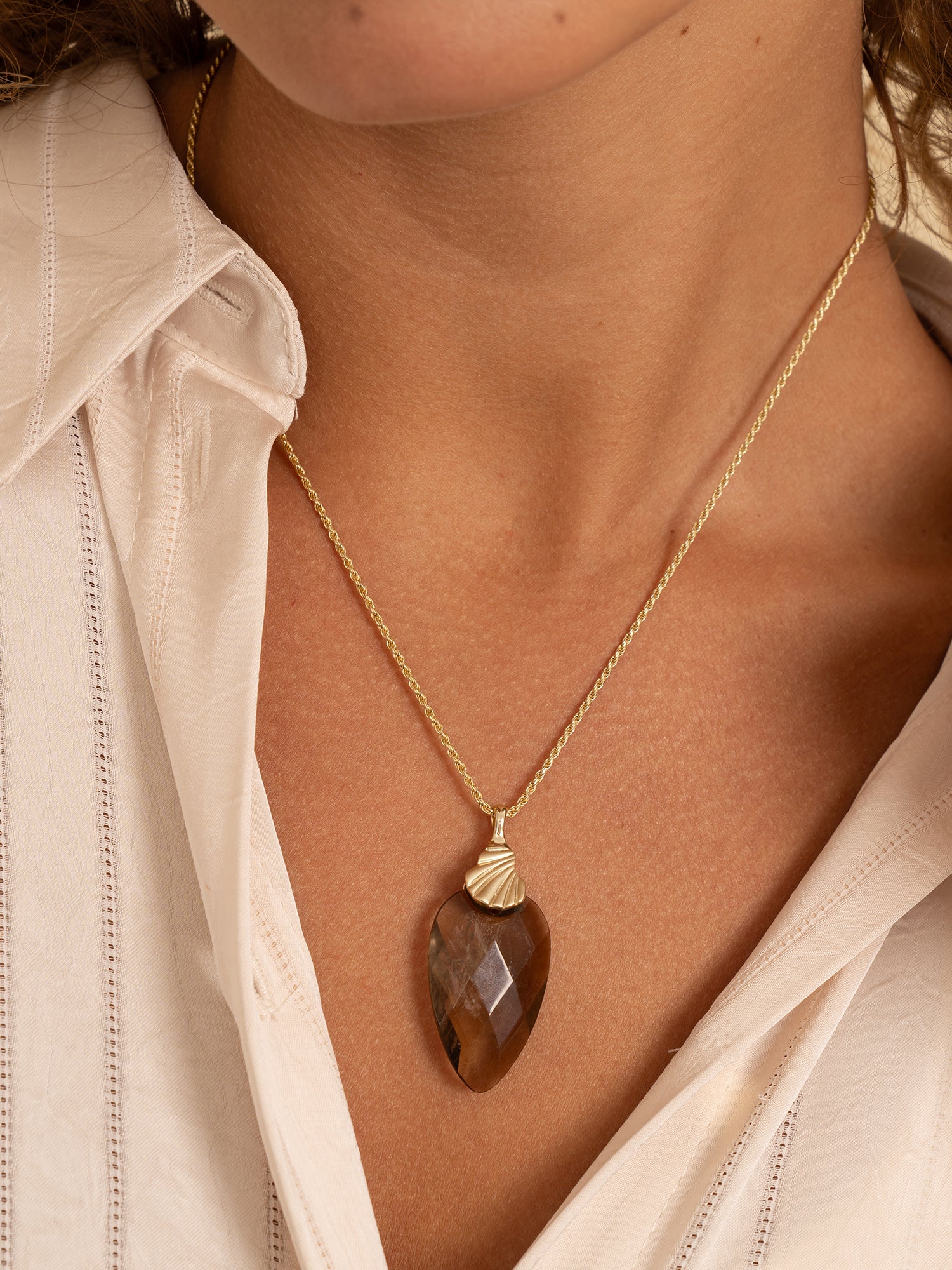 Pendant Edelsteen Blossom Smoky Quartz - Pendant Edelsteen Blossom Smoky Quartz