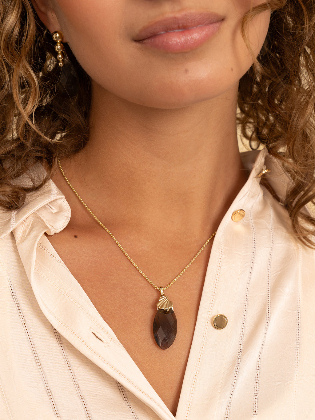 Pendant Edelsteen Leaf Smoky Quartz - Pendant Edelsteen Leaf Smoky Quartz