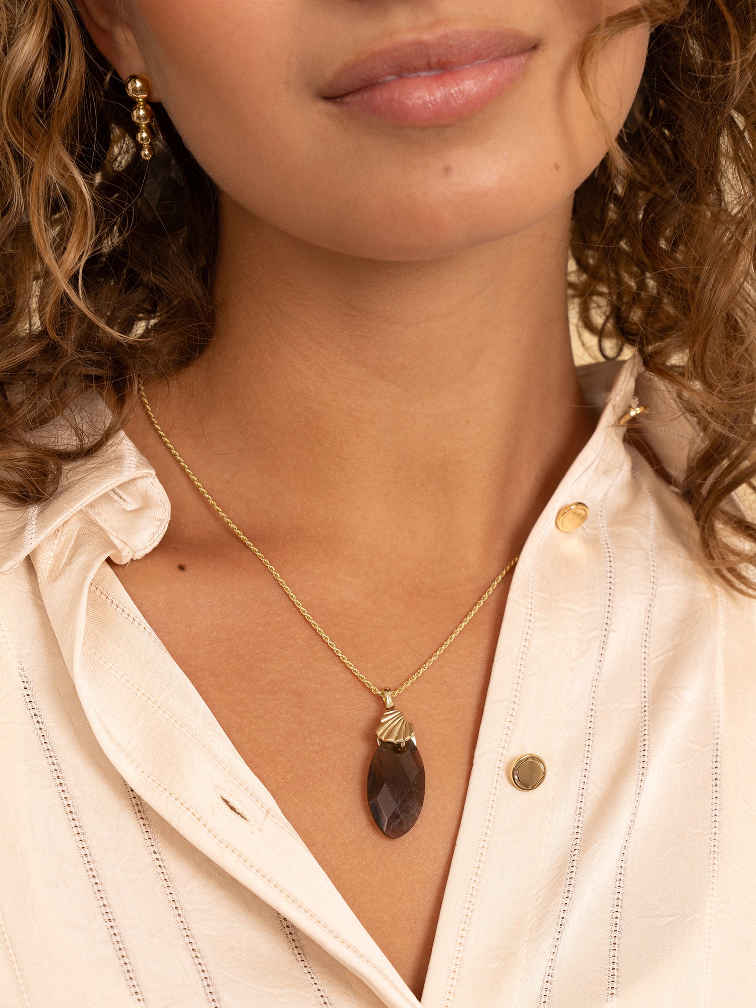 Pendant Edelsteen Leaf Smoky Quartz - Pendant Edelsteen Leaf Smoky Quartz