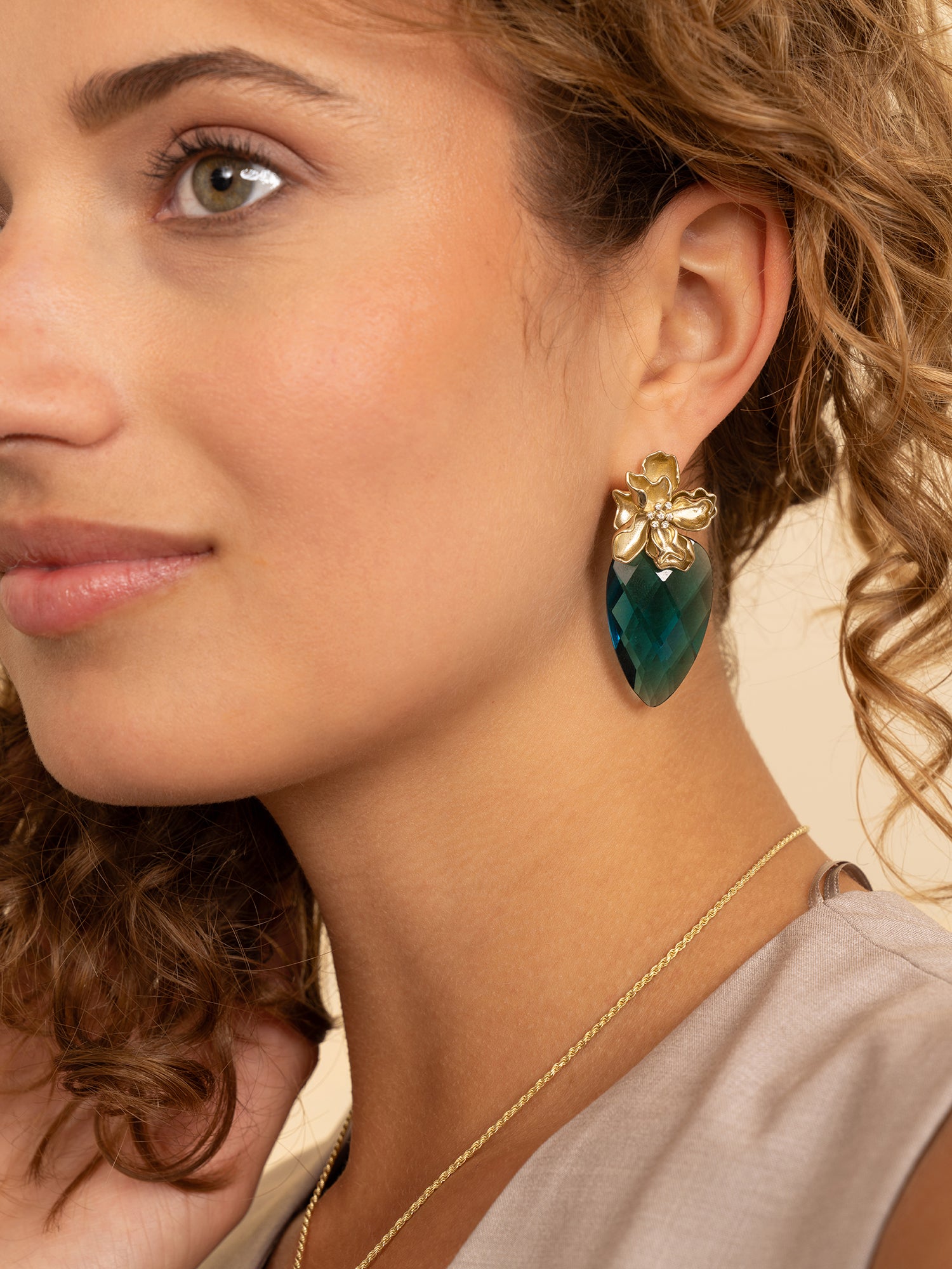 Oorbel Edelstenen Blossom Turquoise Quartz - Oorbel Edelstenen Blossom Turquoise Quartz