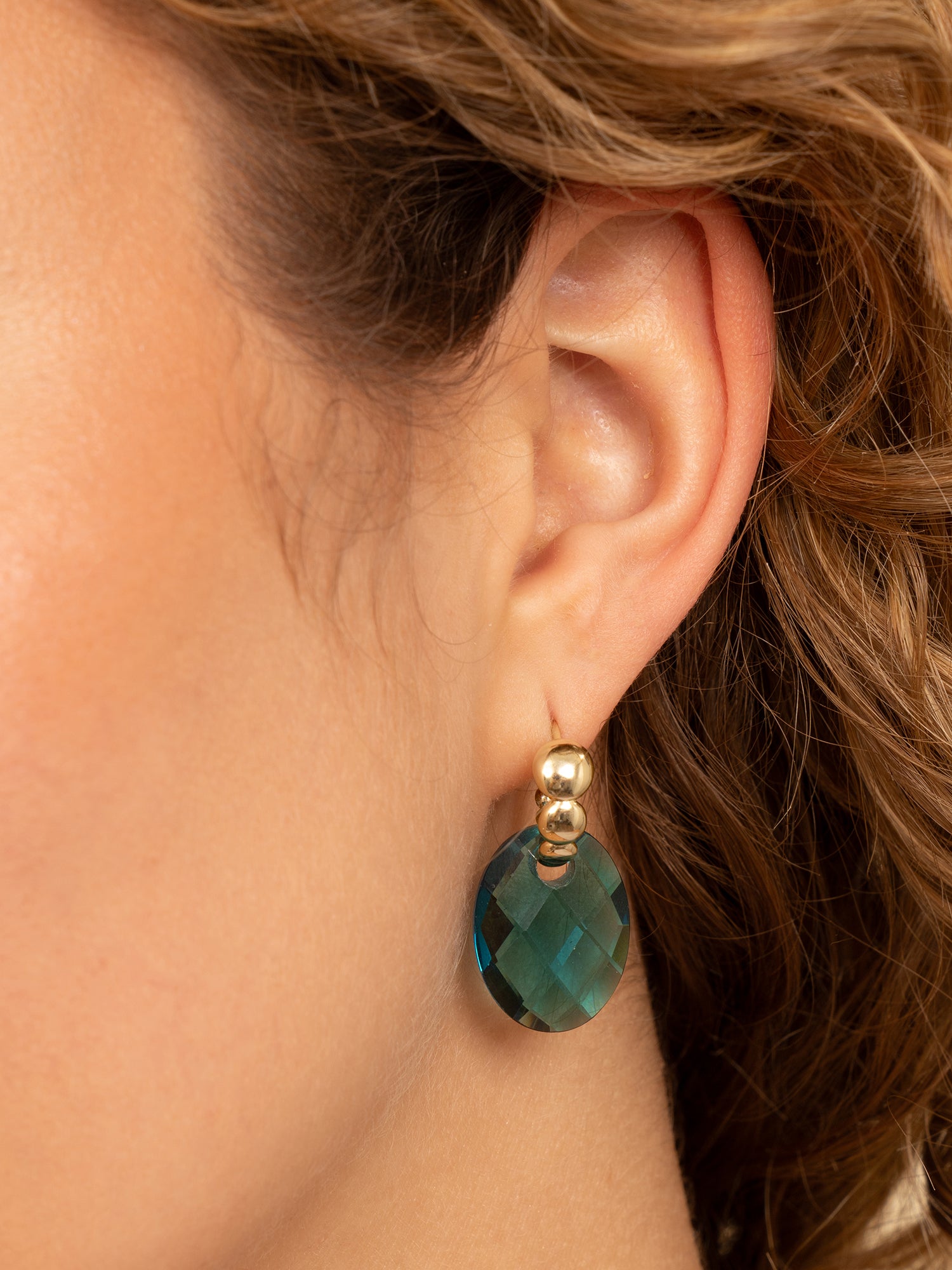 Oorbel Edelstenen Medium Oval Turquoise Quartz - Oorbel Edelstenen Medium Oval Turquoise Quartz