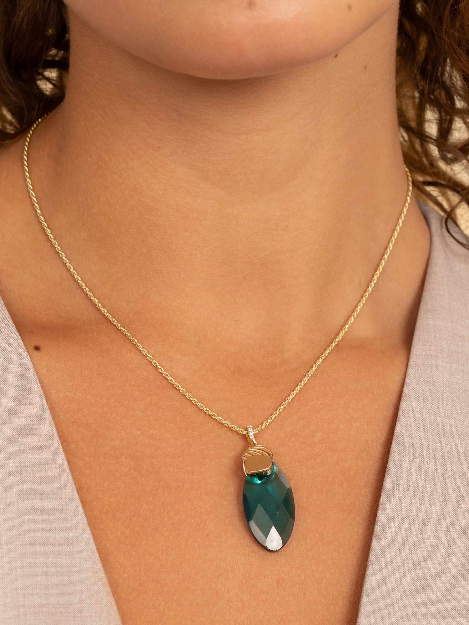 Pendant Edelsteen Leaf Turquoise Quartz - Pendant Edelsteen Leaf Turquoise Quartz