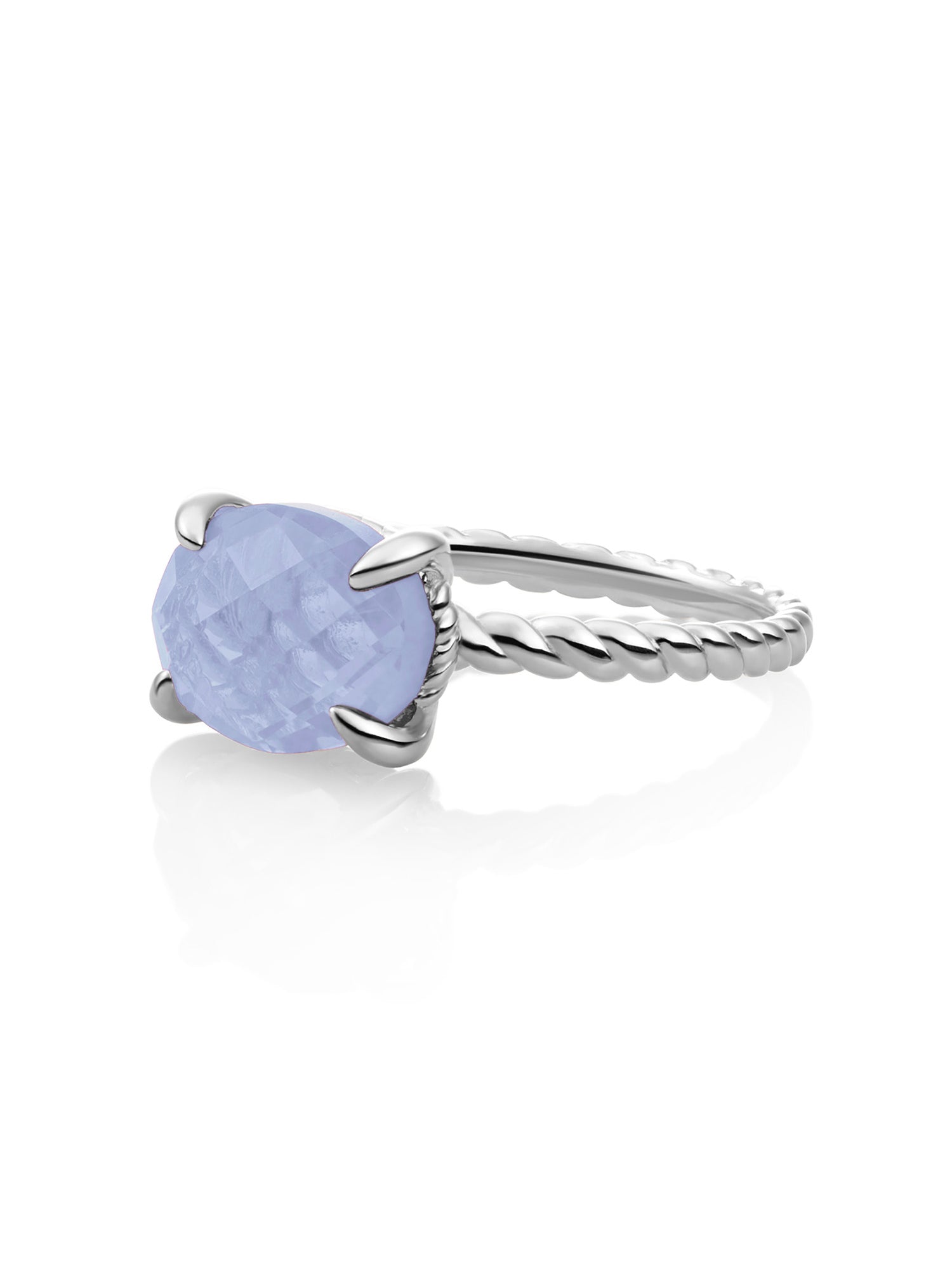 Twist Ring Milky Blue Jade Zilver - 60