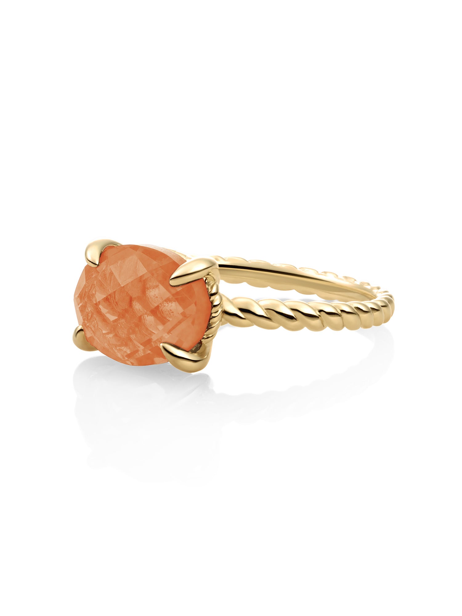 Twist Ring Red Aventurine 9K Goud - Oranje / 56