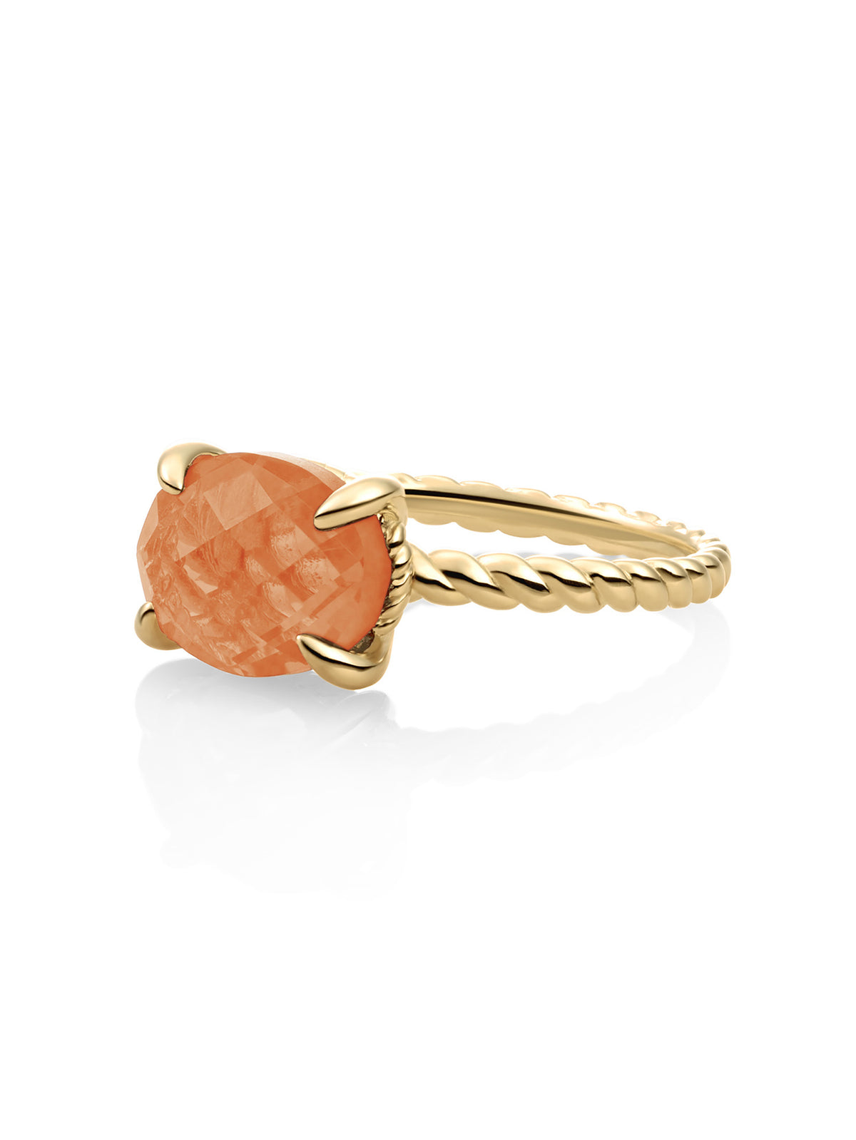 Twist Ring Red Aventurine 9K Goud - Oranje / 58