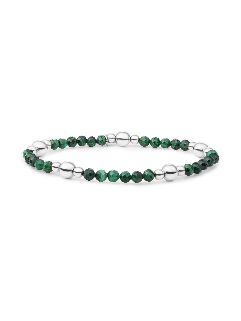 Bold Mix Armband Malachite - Rhodium Plated