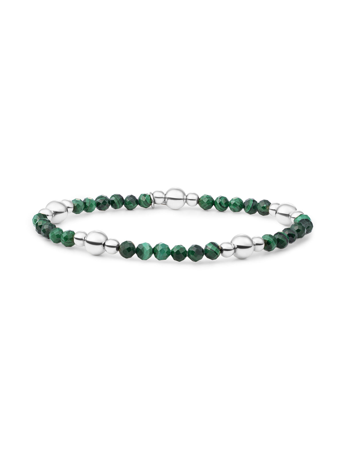 Bold Mix Armband Malachite - Rhodium Plated