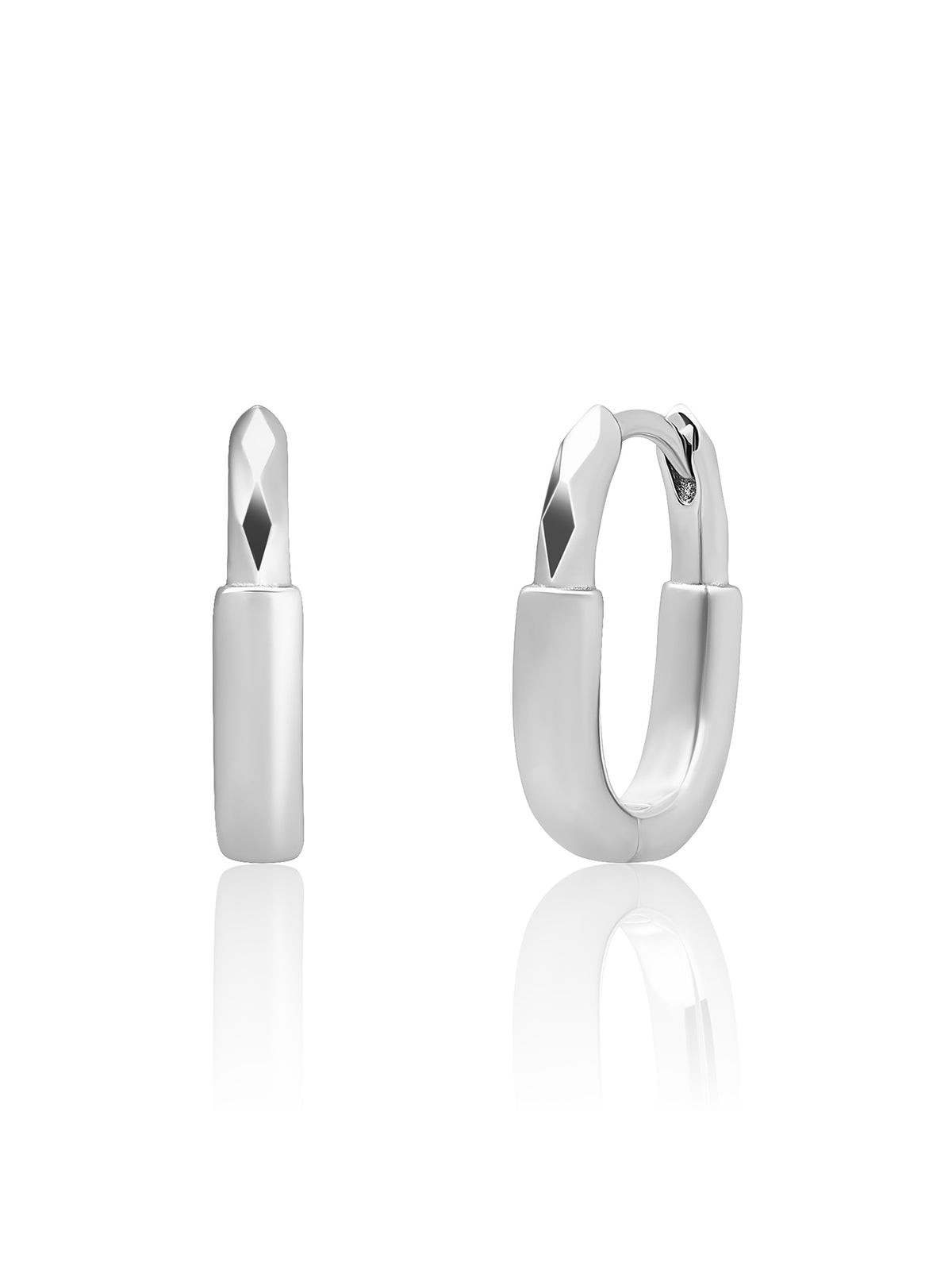 Square Edge Creolen - Rhodium Plated
