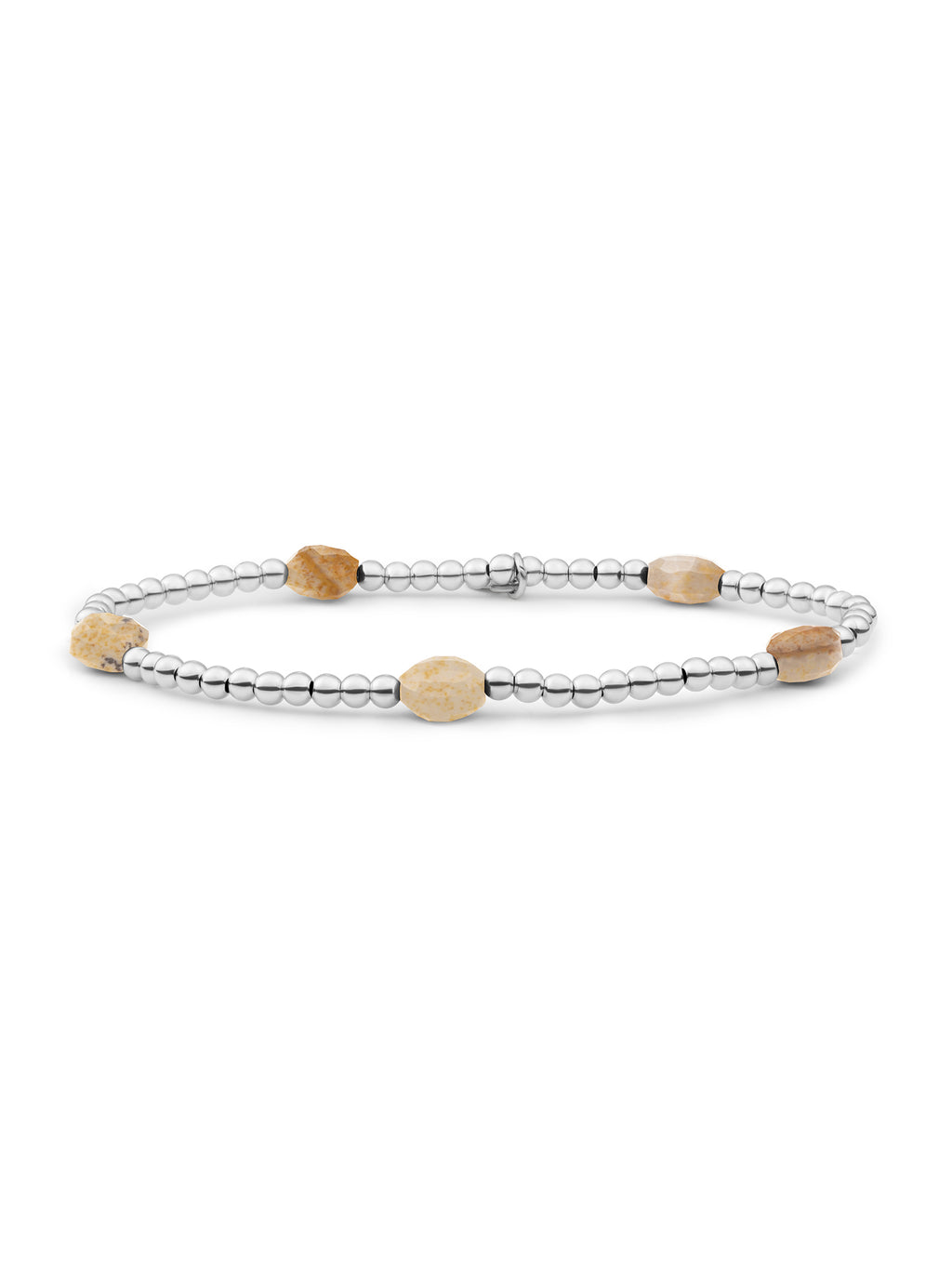 Cushion Cut Armband Landscape Jasper - Rhodium Plated