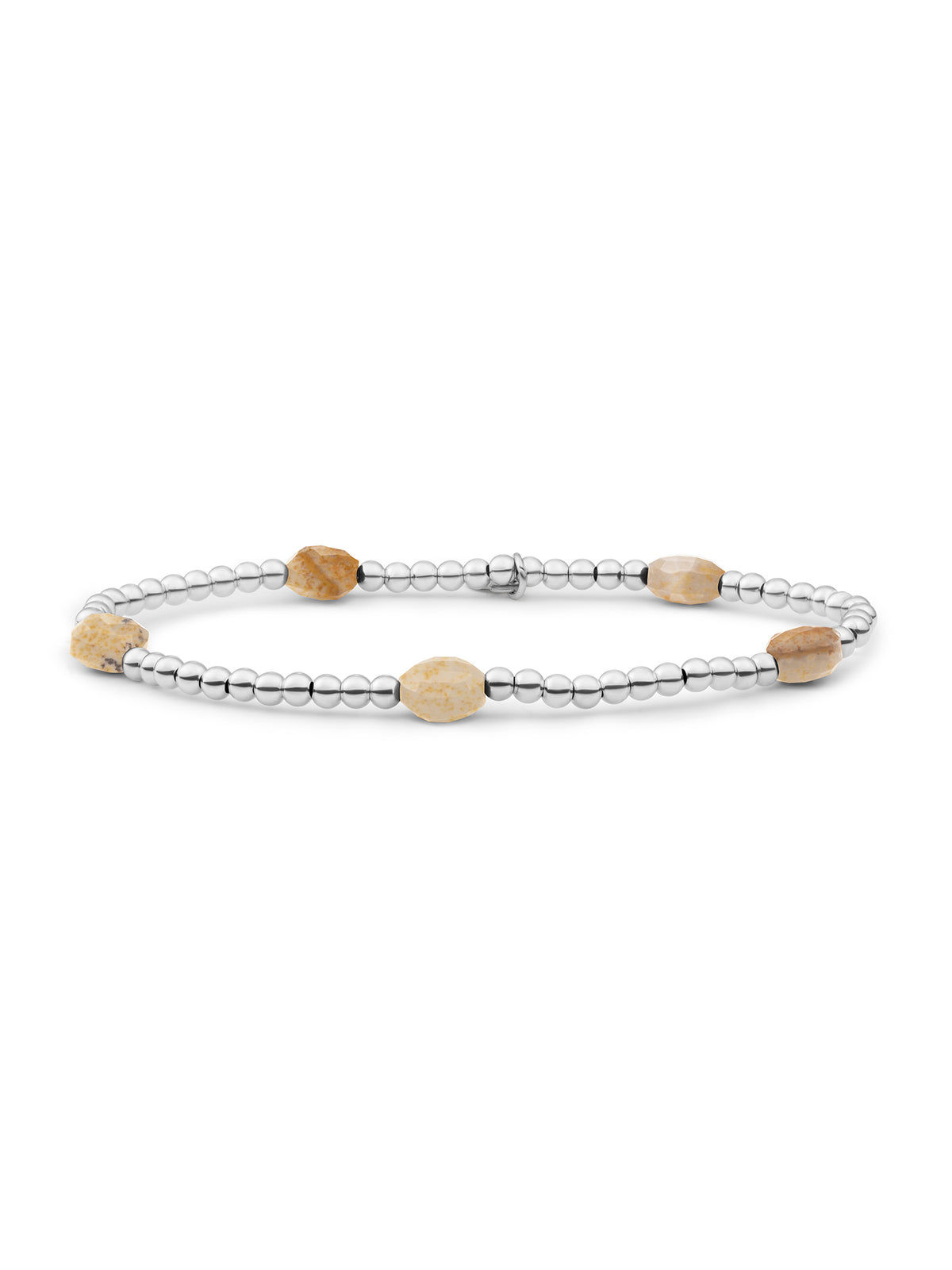 Cushion Cut Armband Landscape Jasper - Rhodium Plated