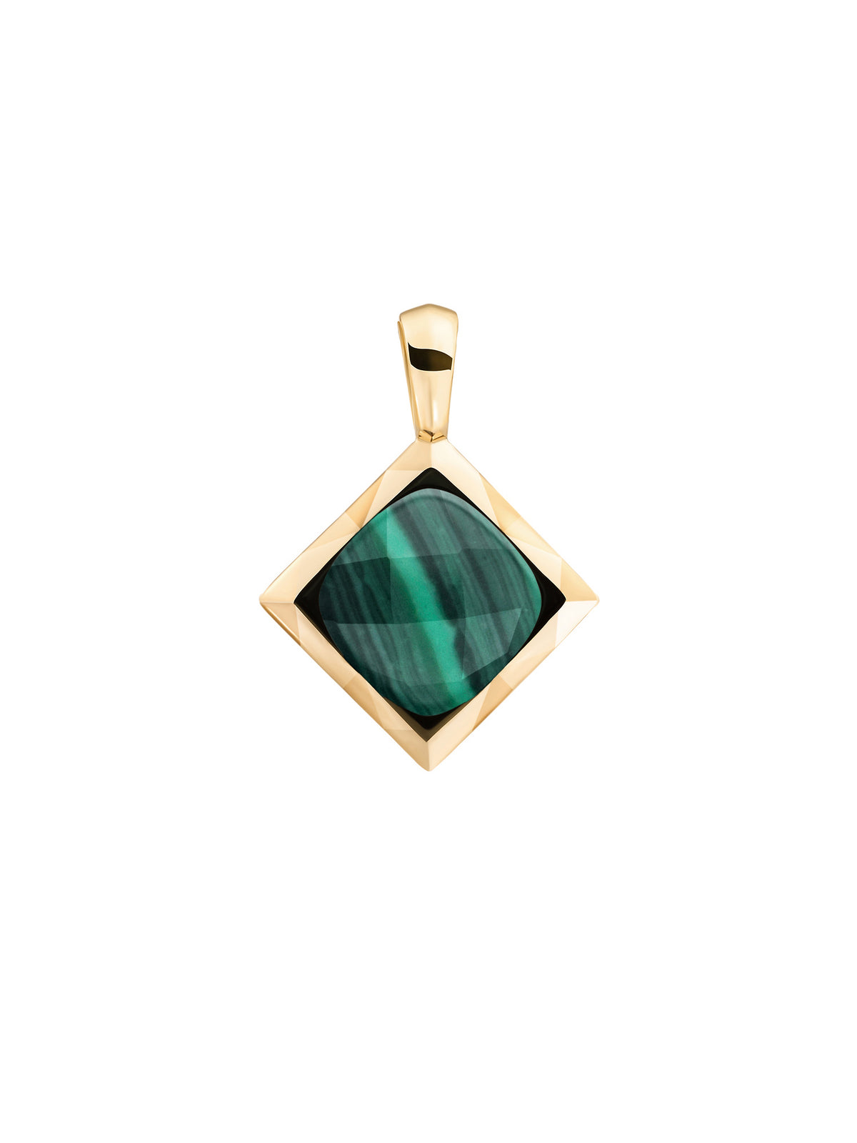 Cushion Cut Pendant Malachite - Gold Plated